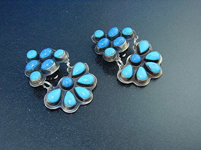 Rocki Gorman Sterling Sliver Turquoise Clip earrings