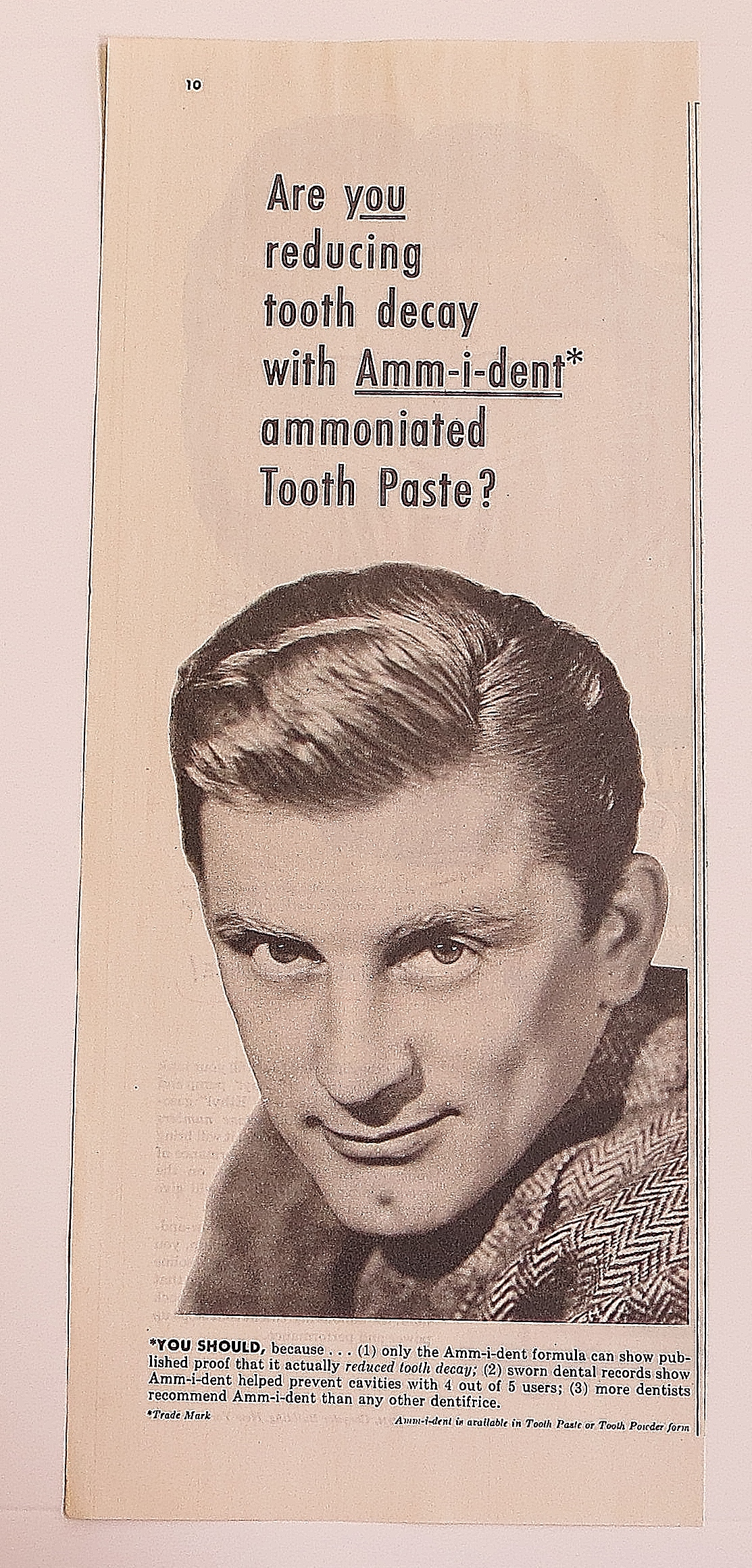 1950 Ammident Toothpaste With Kirk Douglas