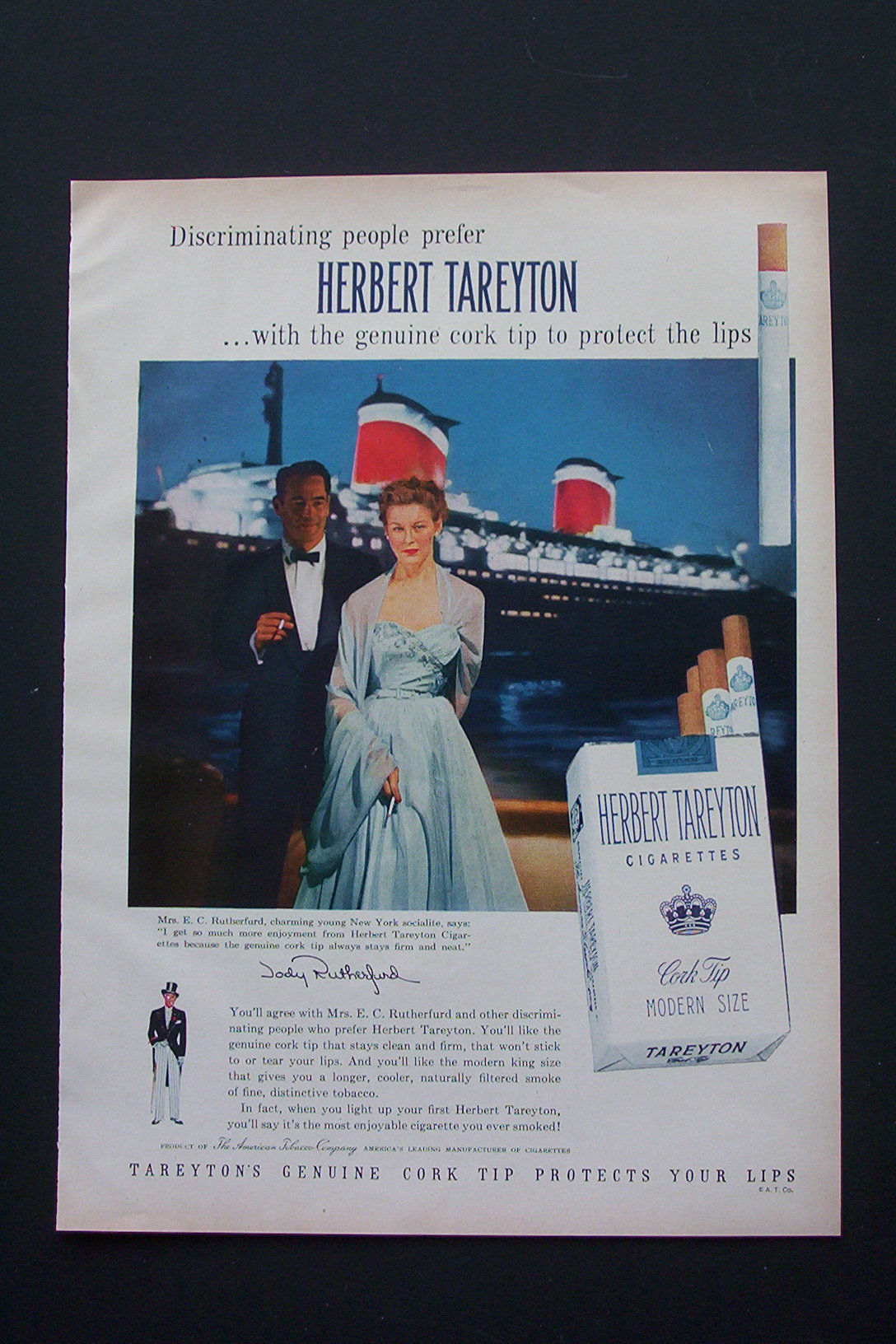 1954 Herbert Tareyton Cigarettes With Mrs. Rutherford