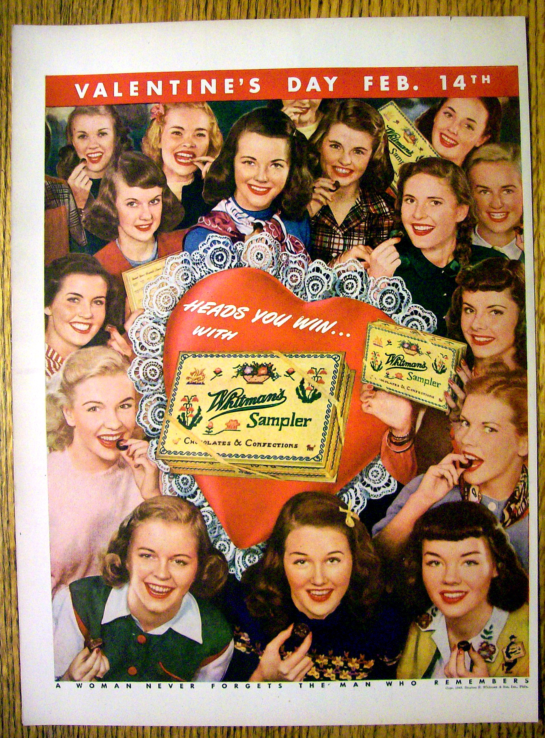 1947 Whitman Sampler Chocolates with Women & Candy