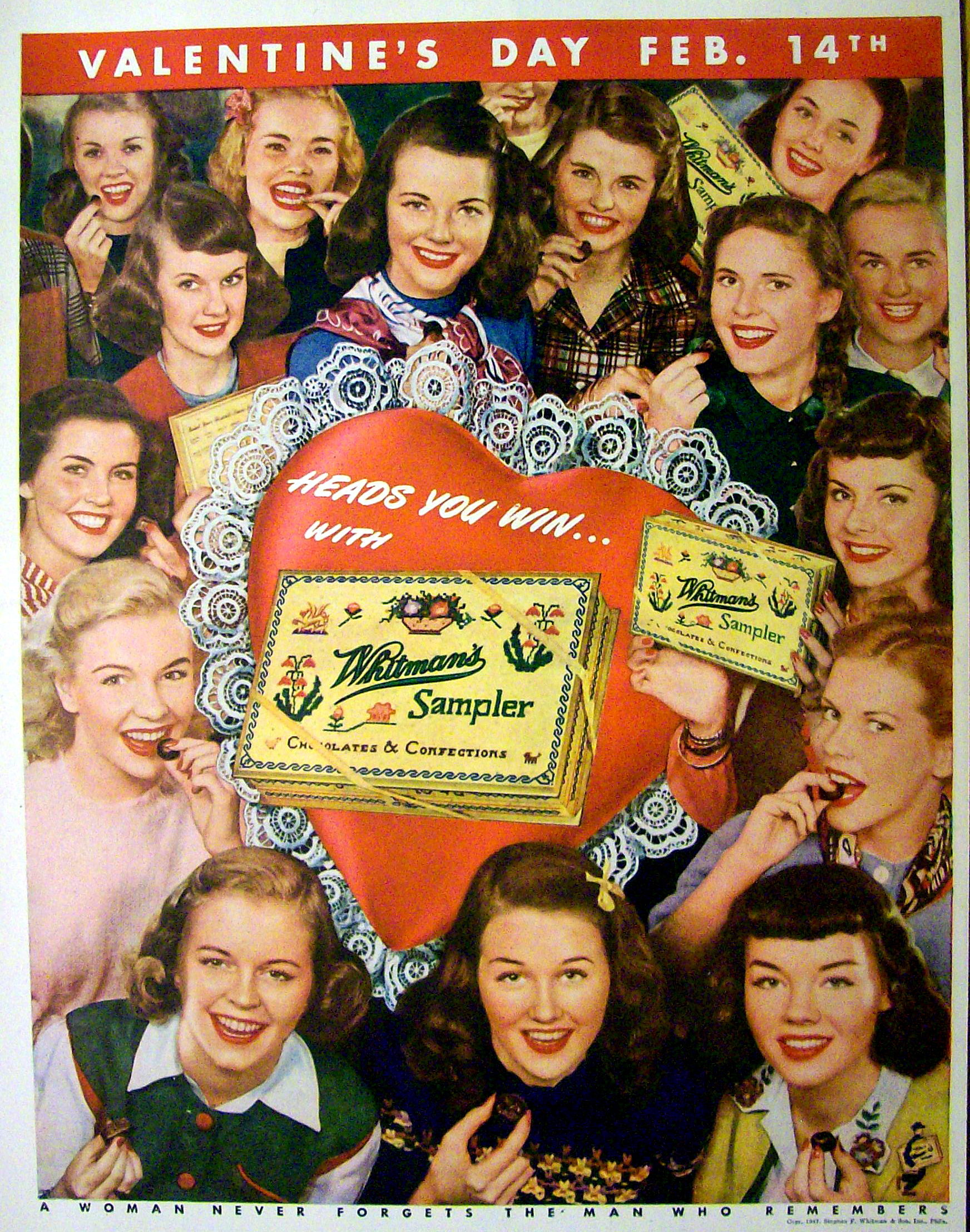 1947 Whitman Sampler Chocolates with Women & Candy