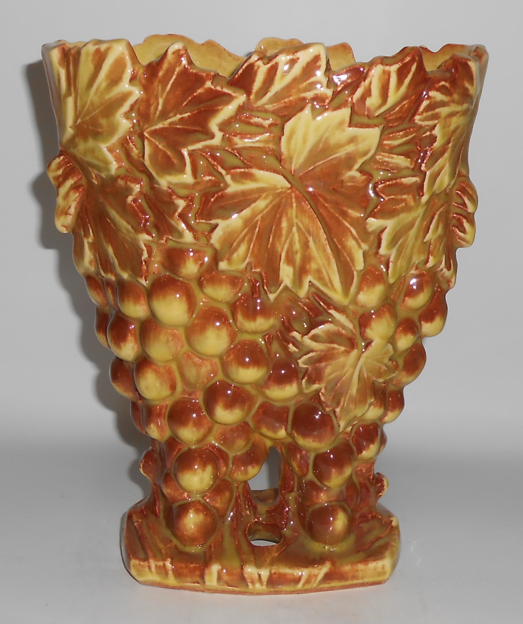 Vintage McCoy Pottery Large Duotone Grape Vase