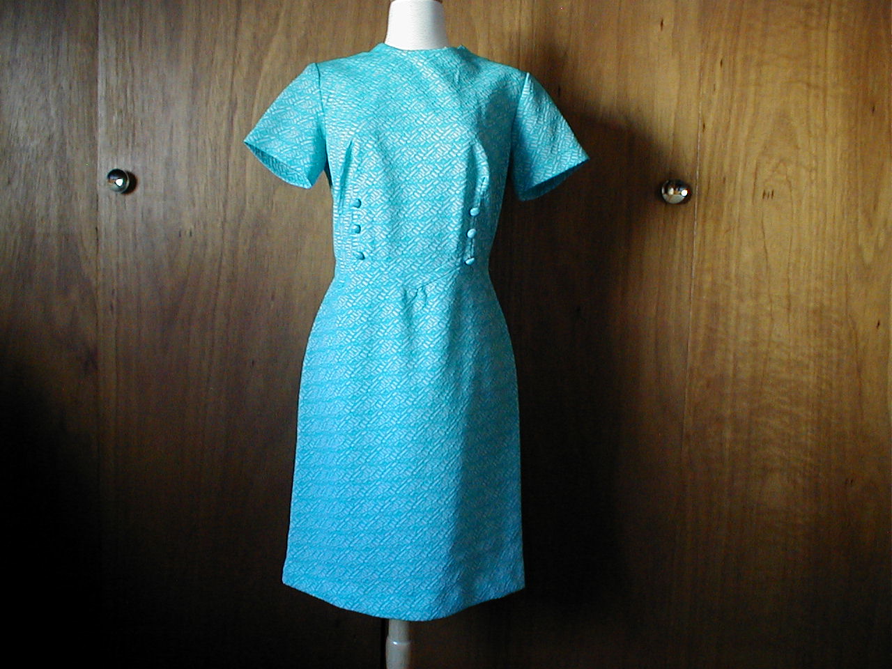 Polyester Blue Button Dress