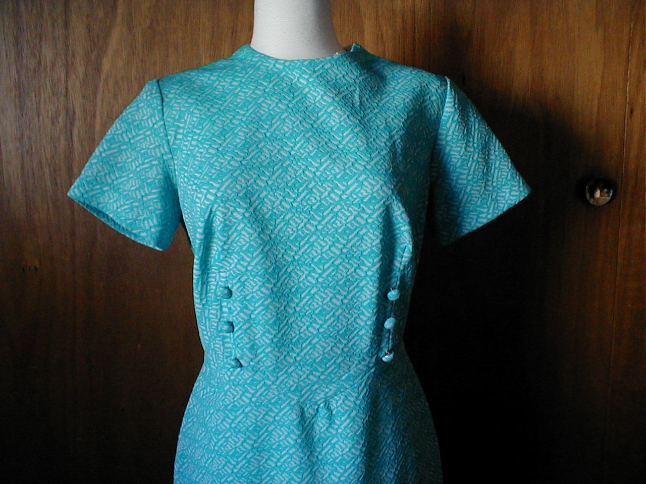 Polyester Blue Button Dress