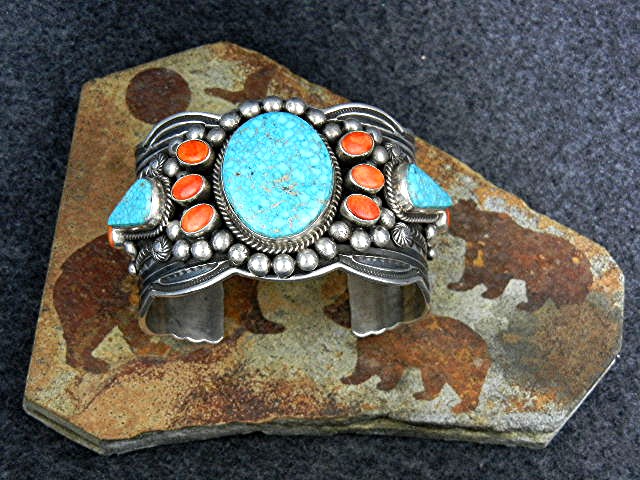 Navajo Sterling Silver Turquoise Spiny Oyster A.Cadman