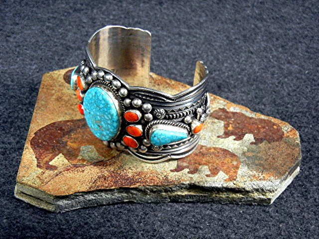 Navajo Sterling Silver Turquoise Spiny Oyster A.Cadman