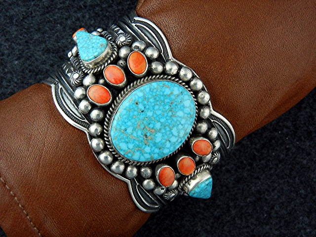 Navajo Sterling Silver Turquoise Spiny Oyster A.Cadman