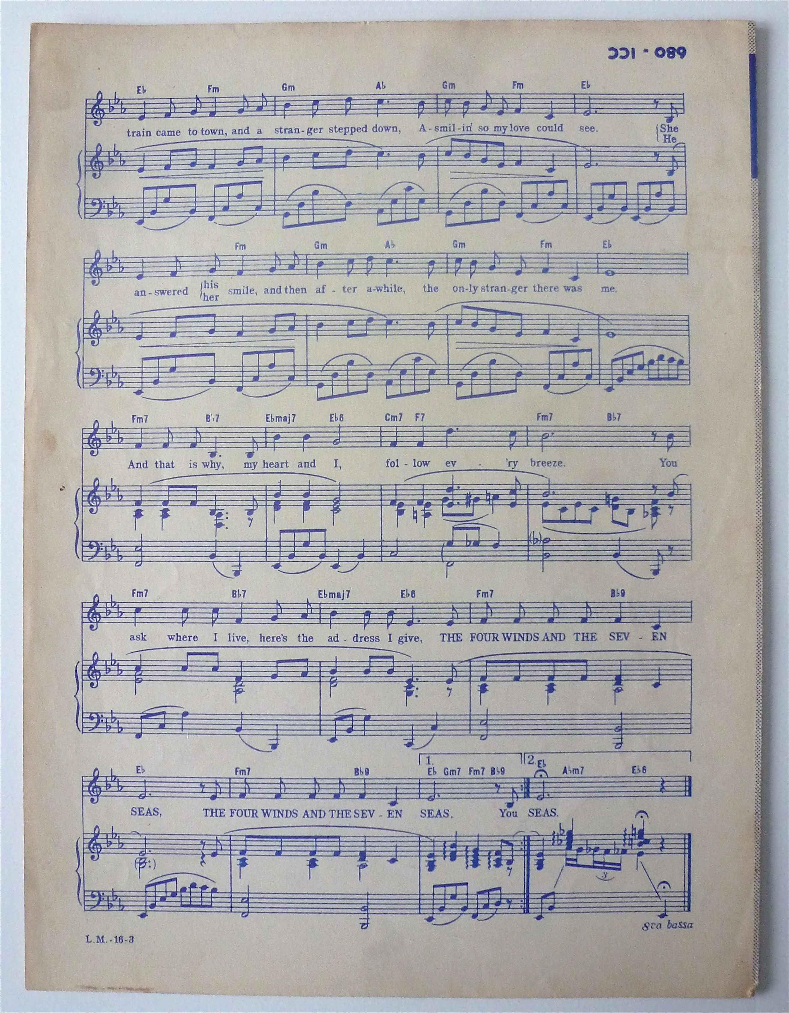 Sheet Music For 1949 The Four Winds & The Seven Seas
