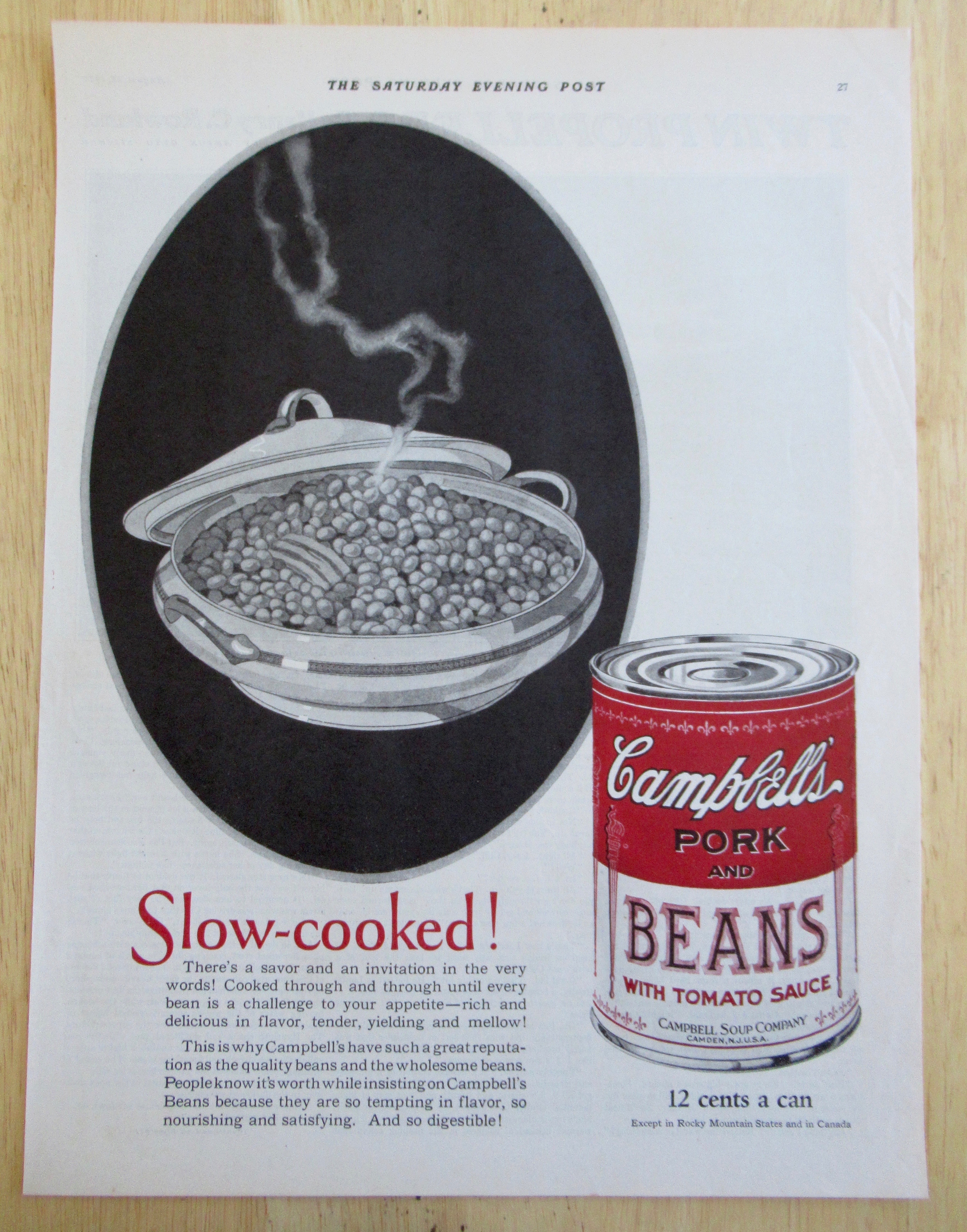 1926 Campbell's Pork and Beans with Can of Pork & Beans