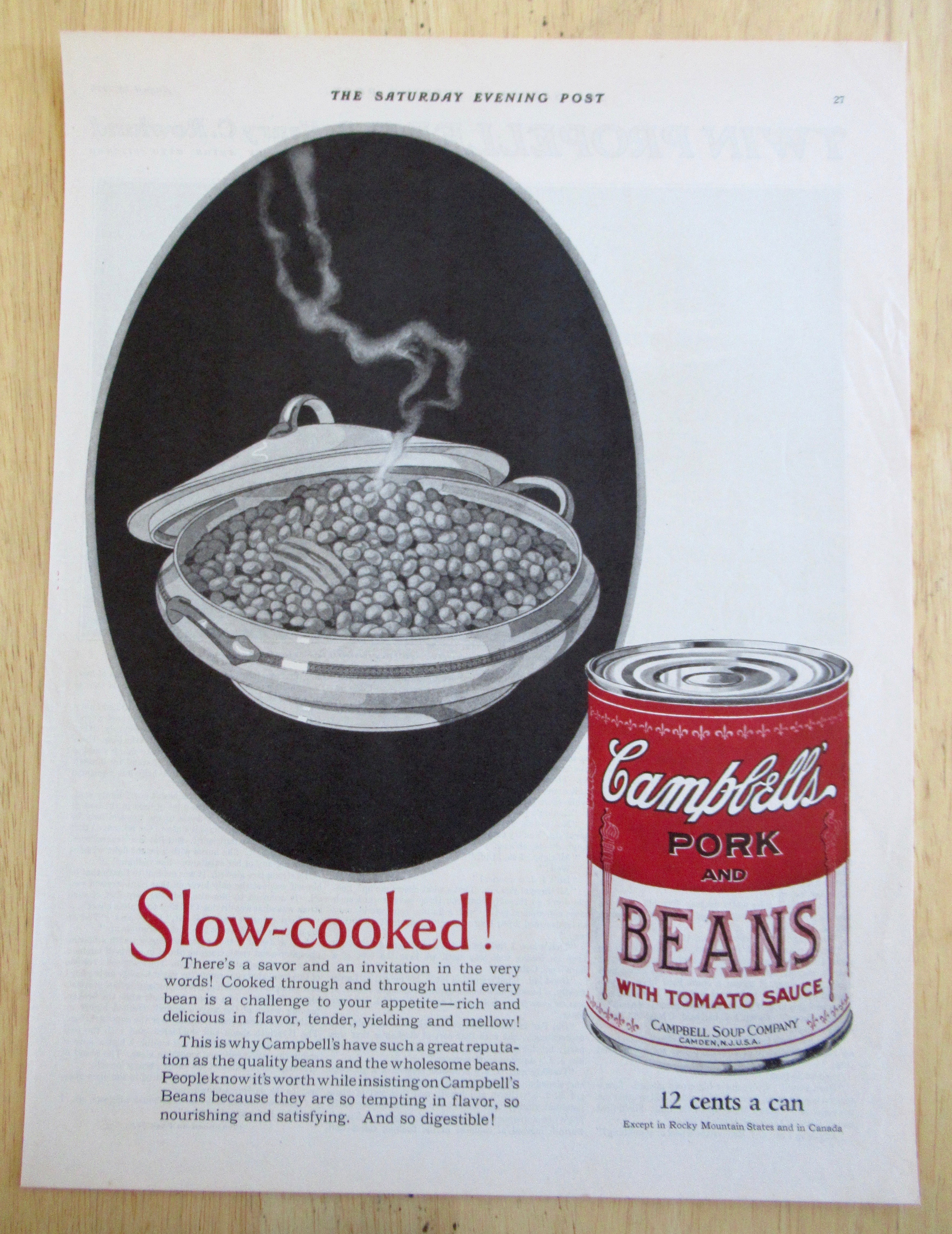 1926 Campbell's Pork and Beans with Can of Pork & Beans