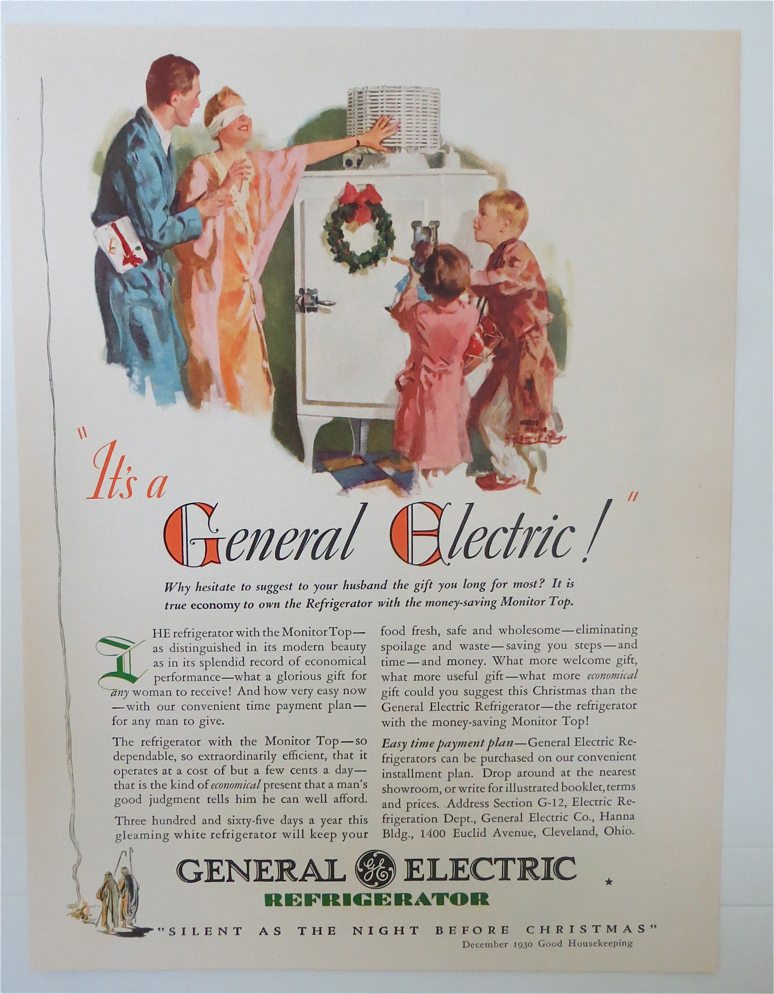1930 General Electric Refrigerator w/ Woman Blindfolded