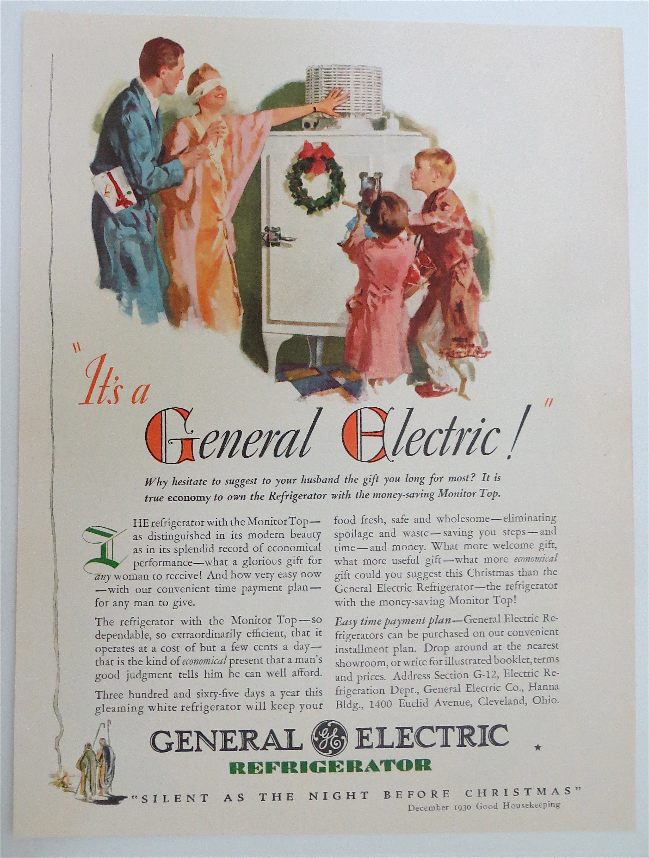 1930 General Electric Refrigerator w/ Woman Blindfolded