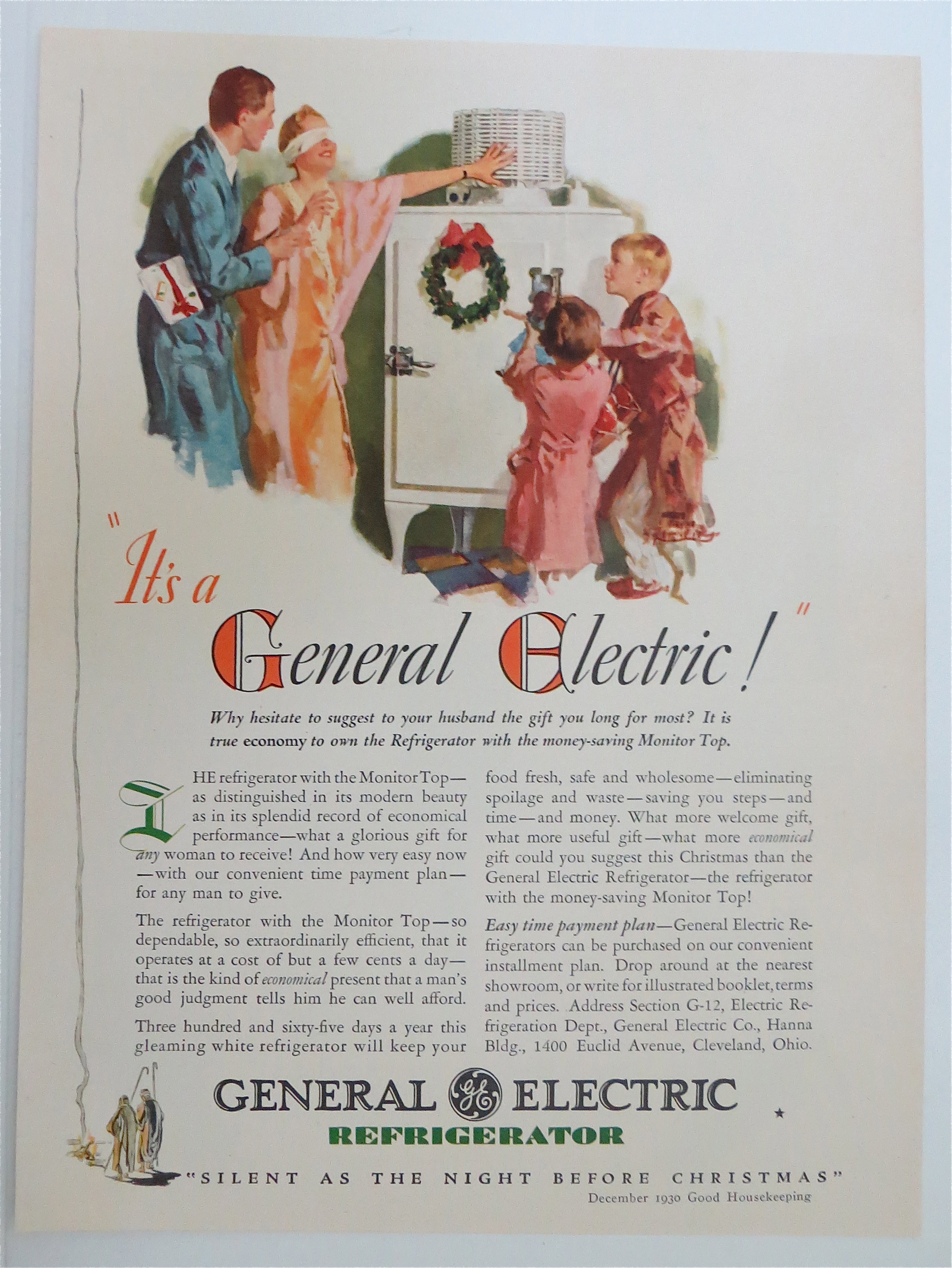 1930 General Electric Refrigerator w/ Woman Blindfolded