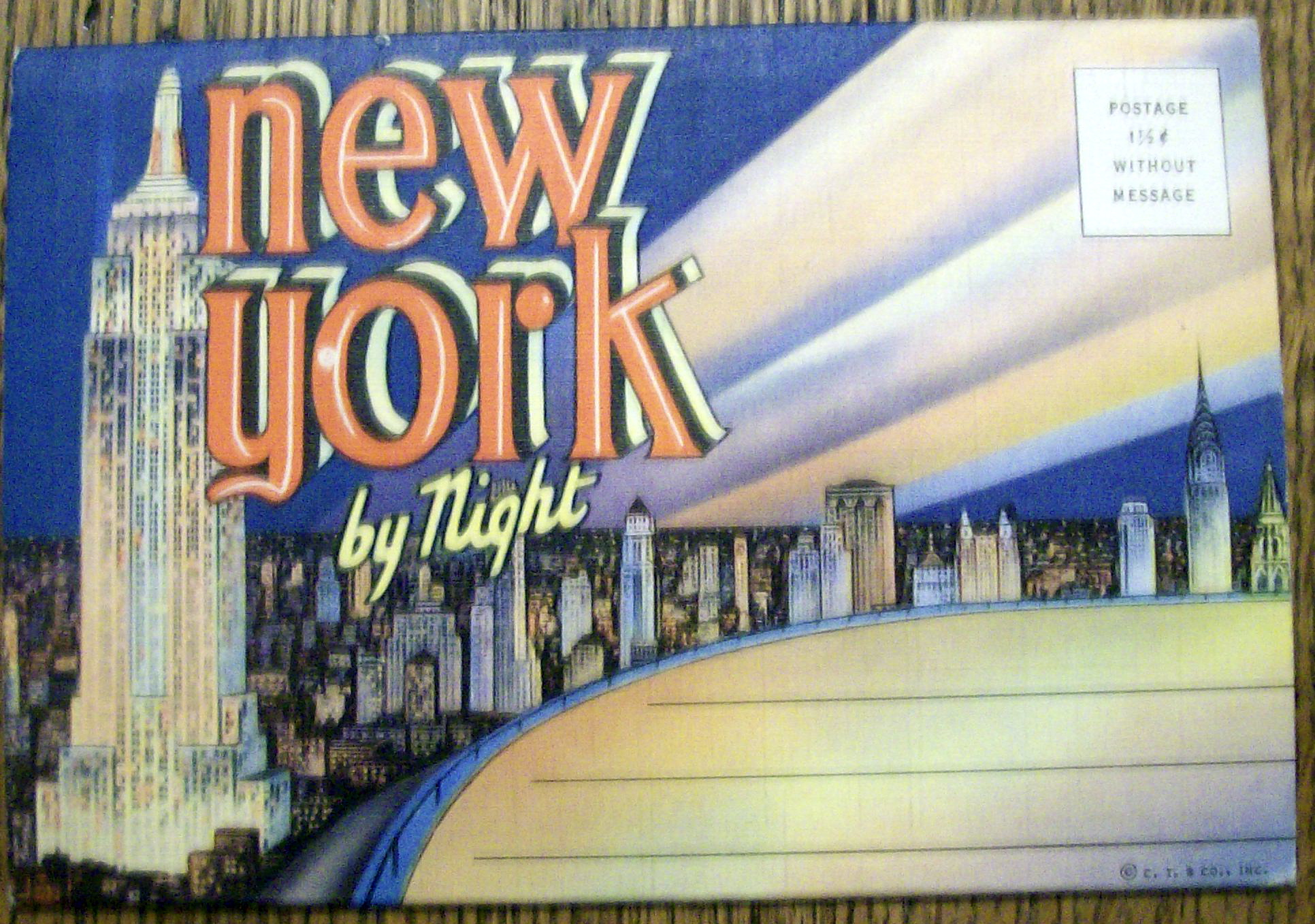 New York by Night Postcard Folder