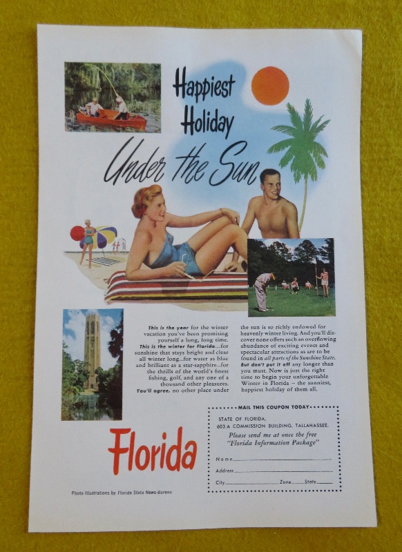 1951 Florida with Woman & Man Sitting on the Beach