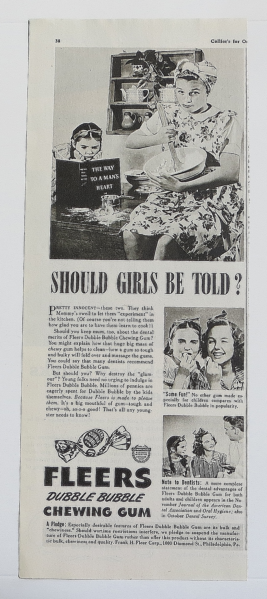 1942 Fleers Chewing Gum With Woman Baking
