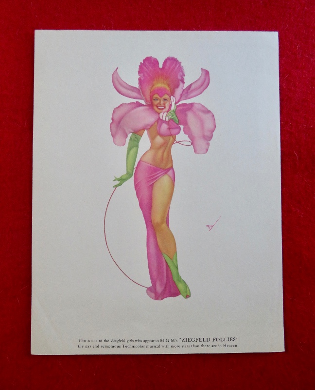 1940's Sexy George Petty Ziegfeld Follies Pin Up Girl Wearing A Flower Costume While On The Telephone