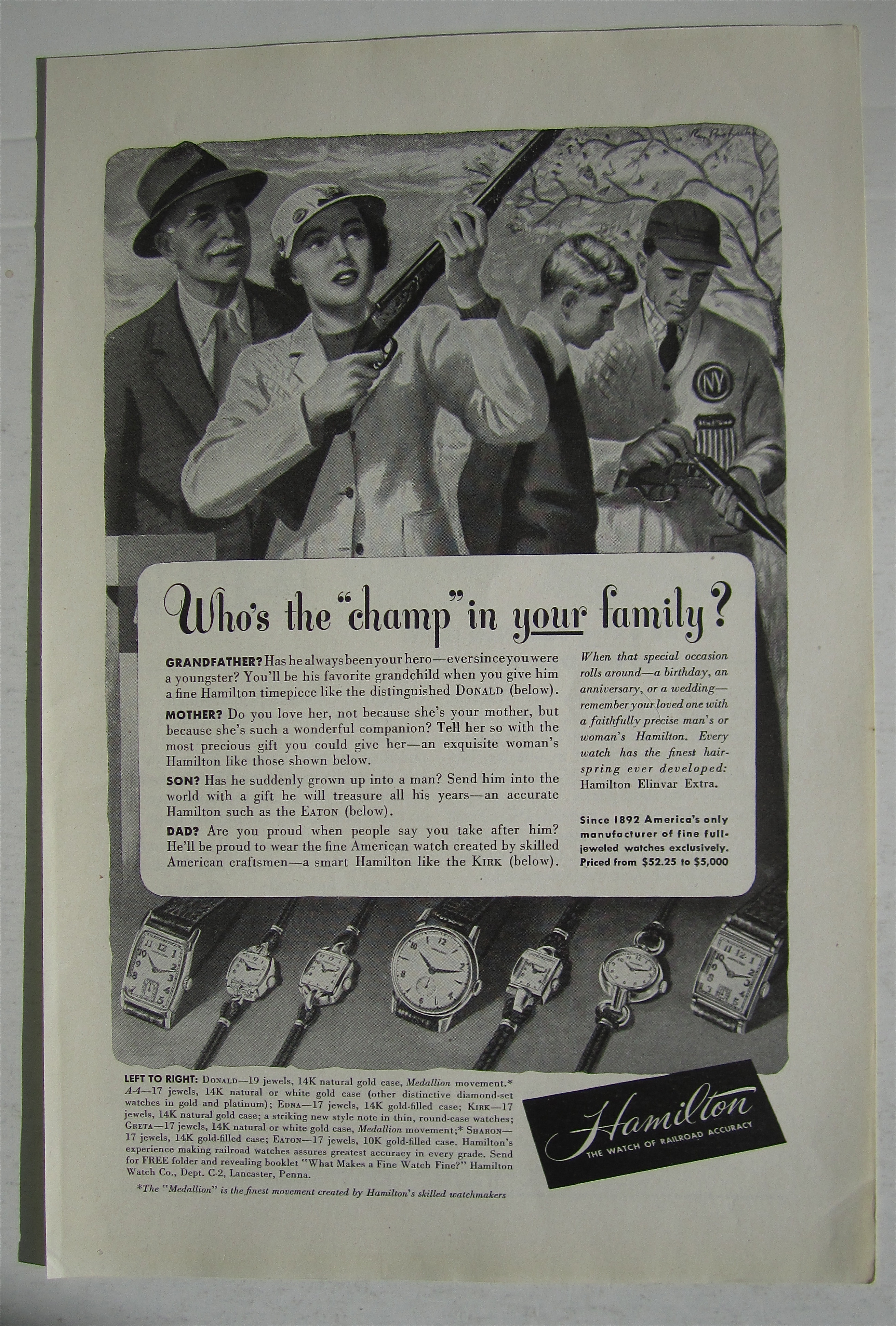 1948 Hamilton Watches with Girl Shooting with Dad