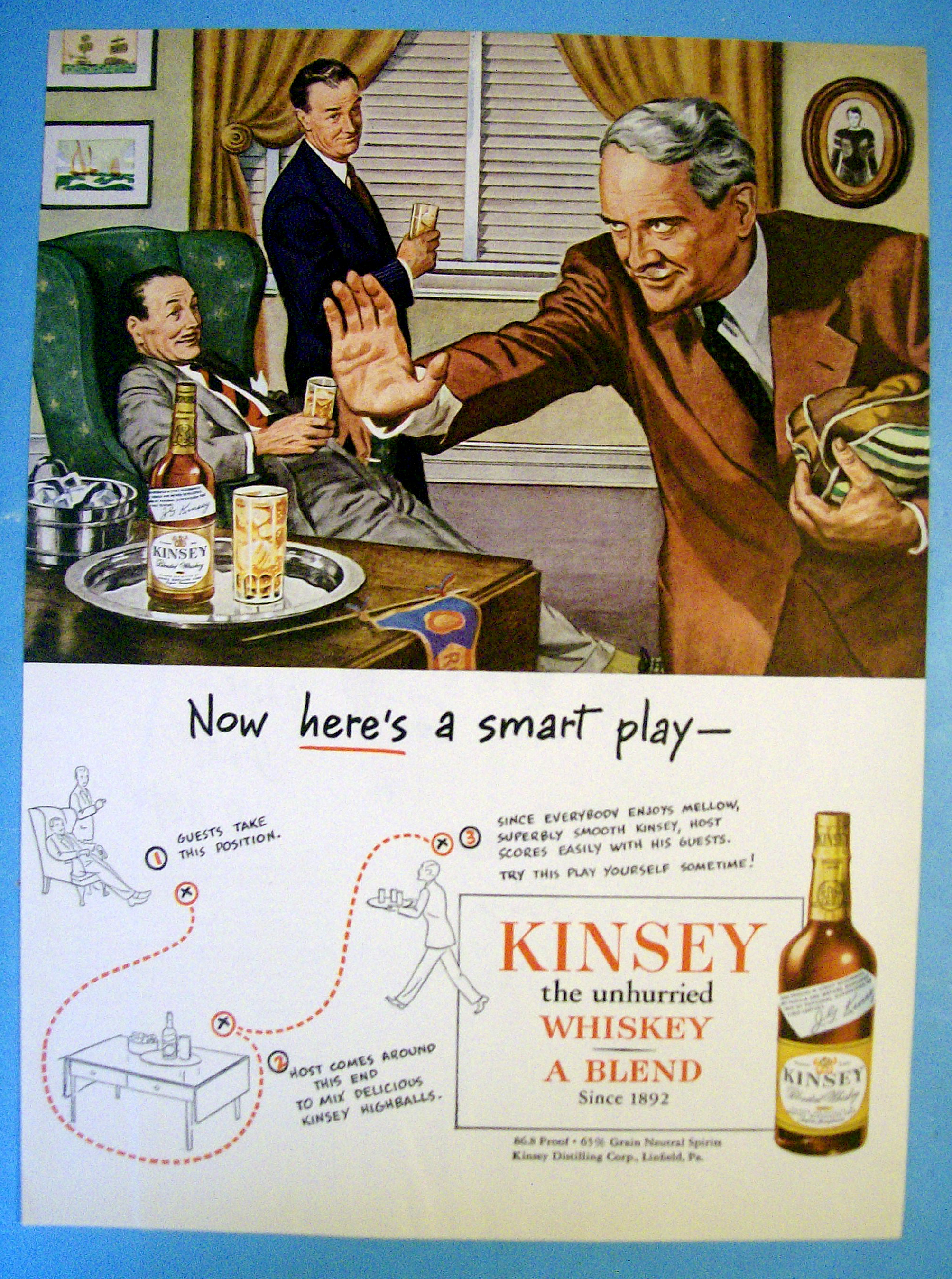 1945 Kinsey Whiskey with Men Talking Football