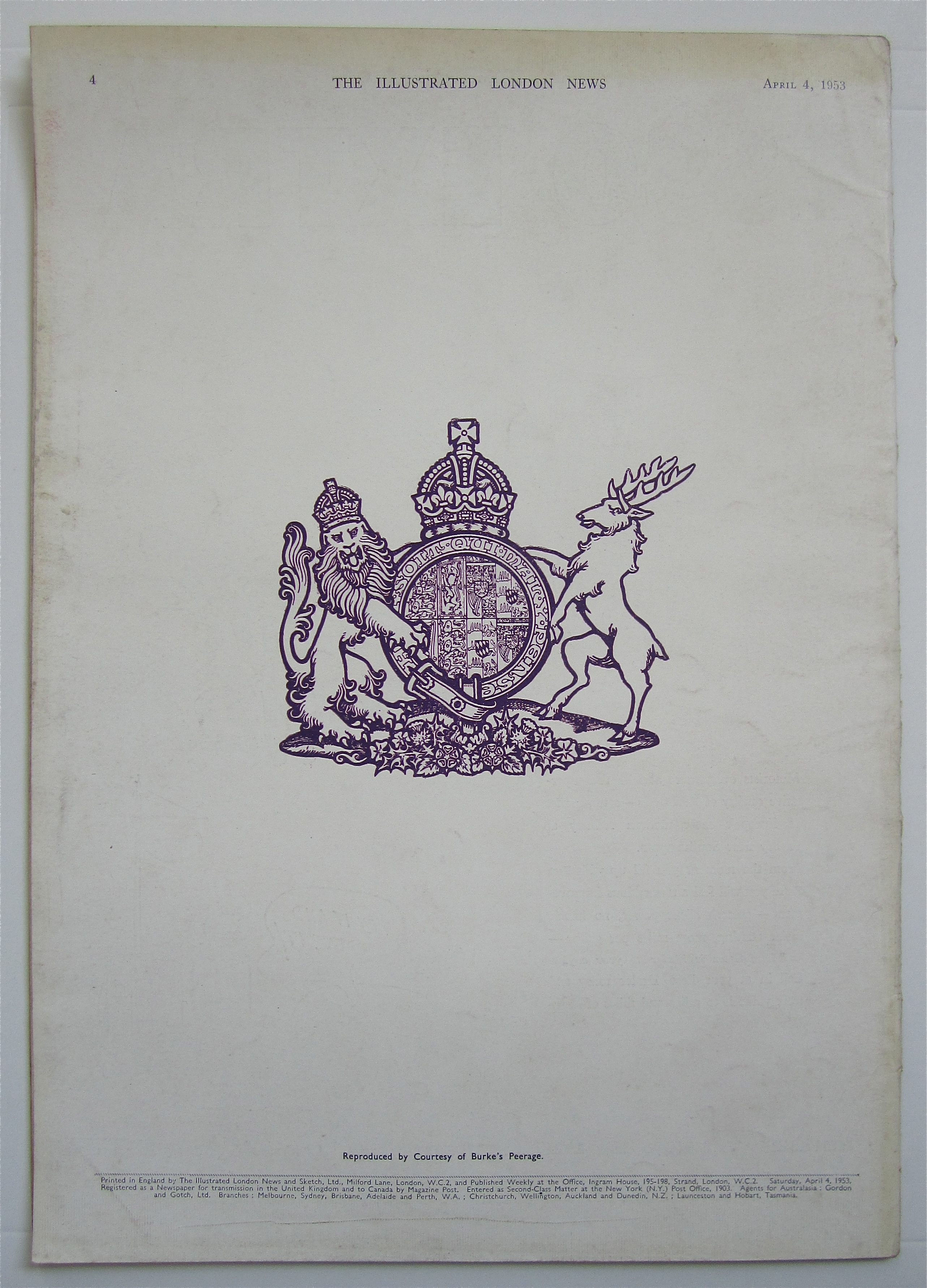 London News Magazine April 4, 1953 Queen Mary
