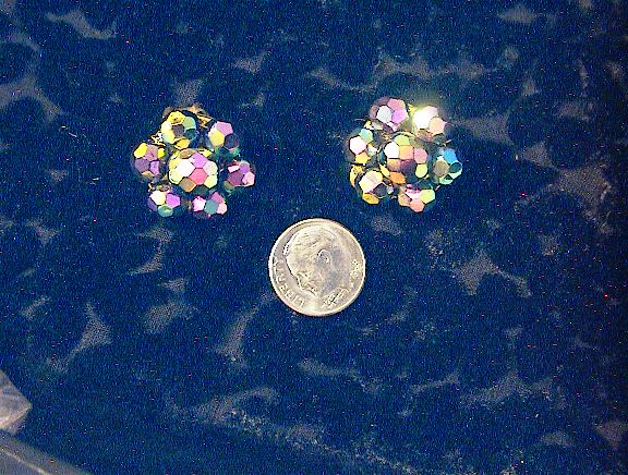 Older pair of Glass Borealis Clip Earrings.