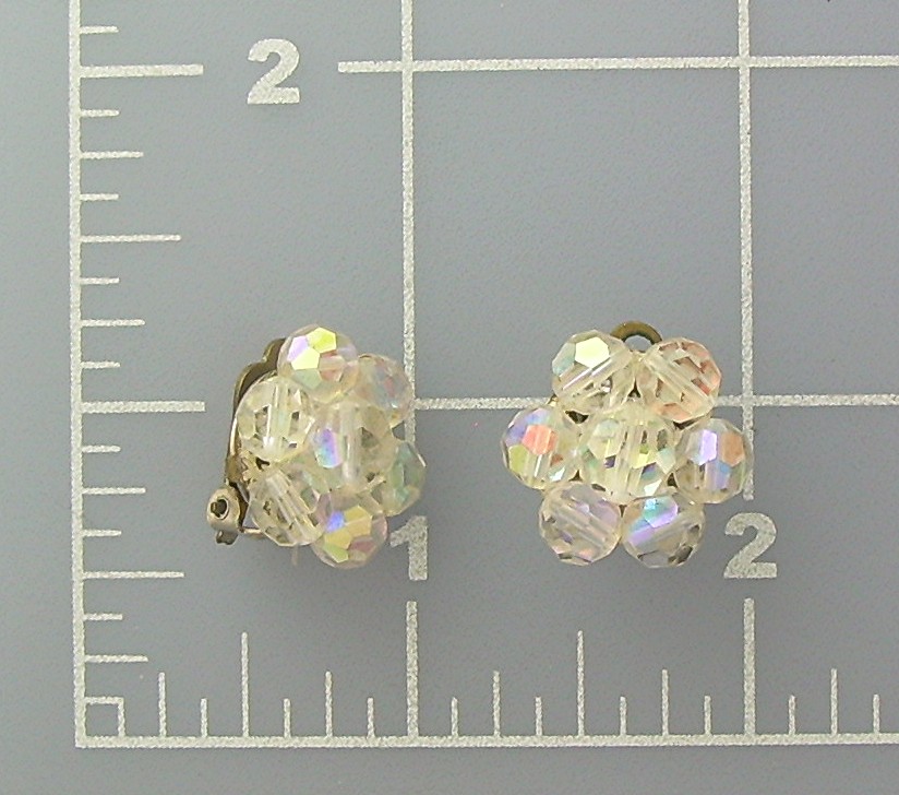 Aurora Borealis Crystal Clip Earrings