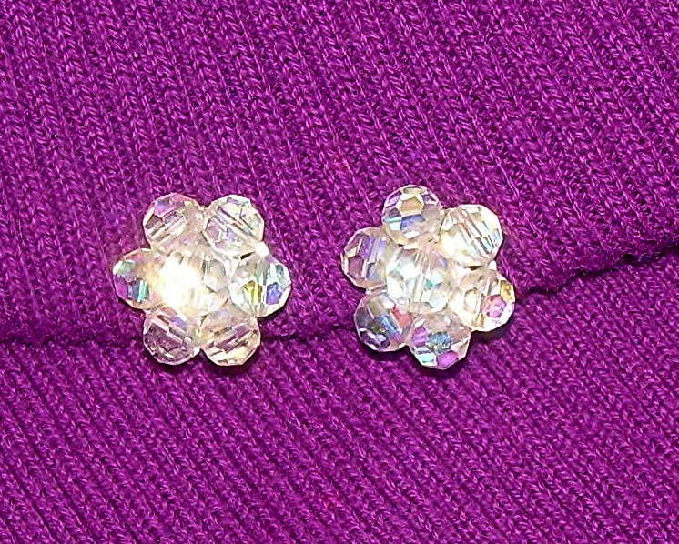 Aurora Borealis Crystal Clip Earrings