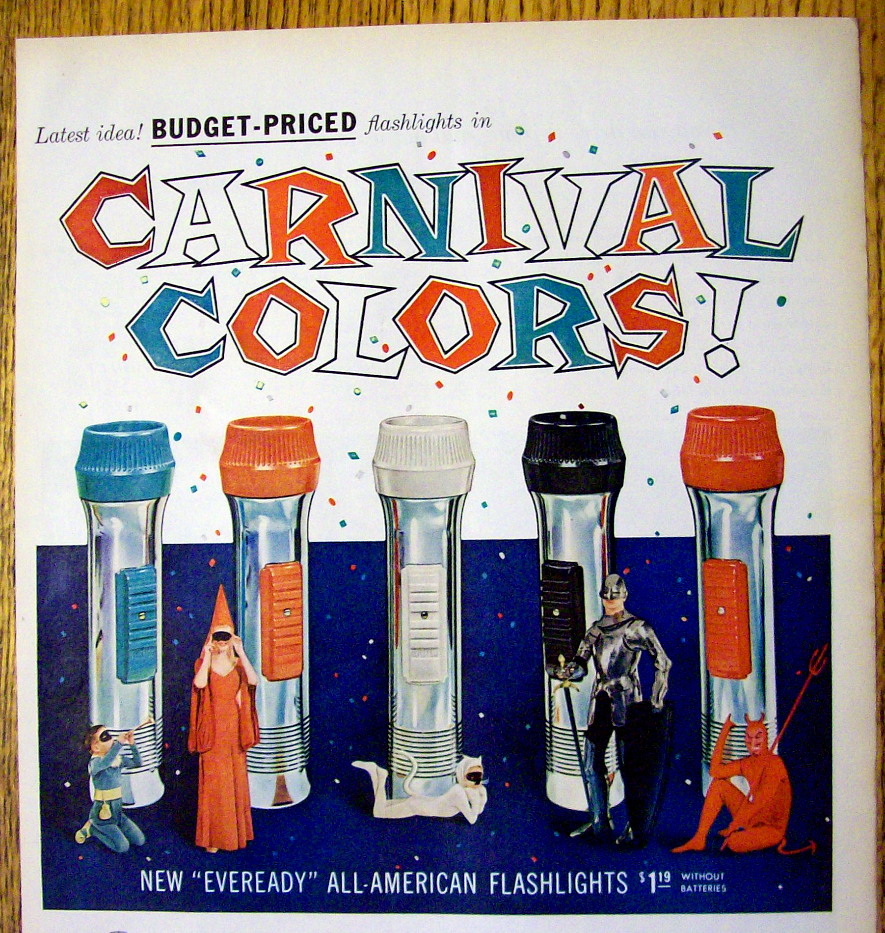 1959 Eveready Batteries With Colorful Flashlights