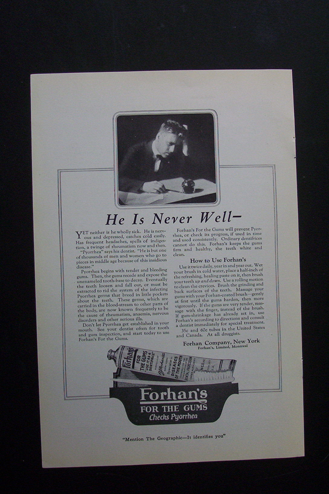 1920   Forhan's  For  The  Gums