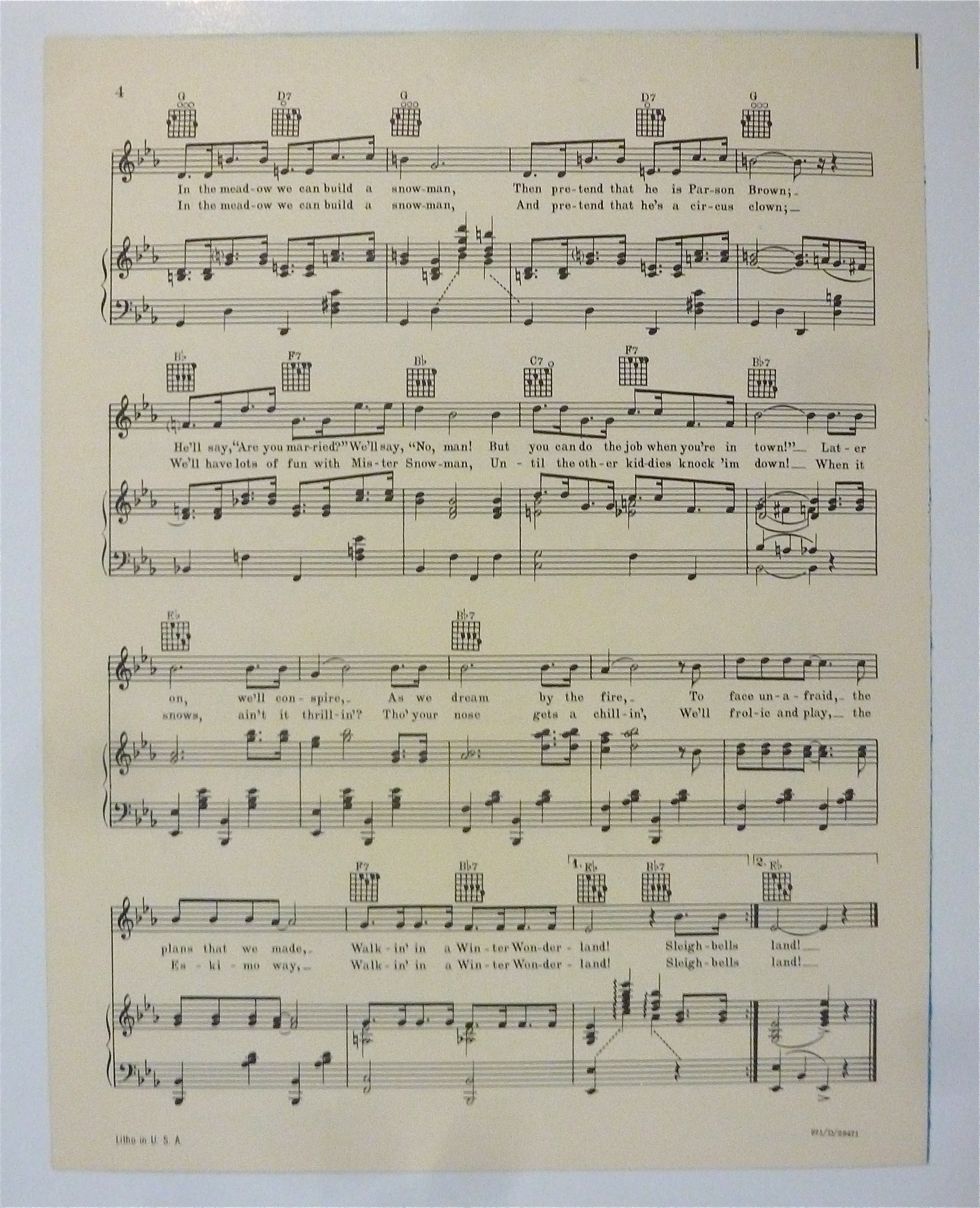 Sheet Music For 1953 Winter Wonderland