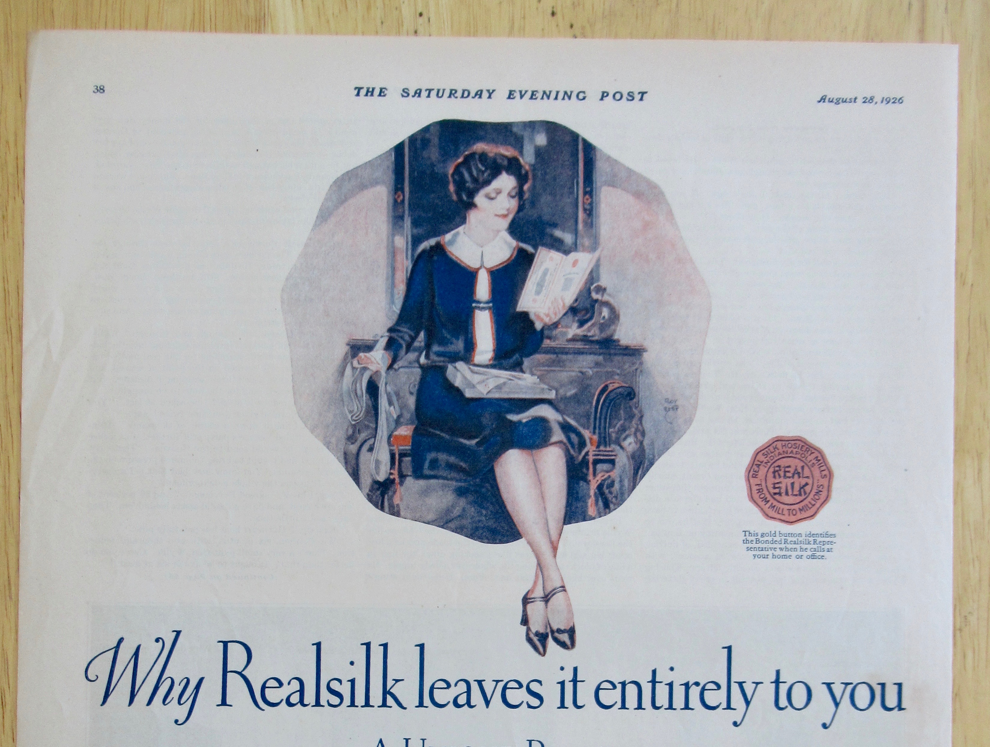 1926 Realsilk Hosiery & Lingerie with Woman Reading