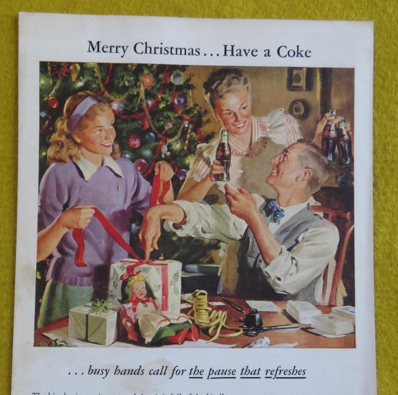 1946 Coca Cola (Coke) With People Wrapping Gifts While Drinking Coke