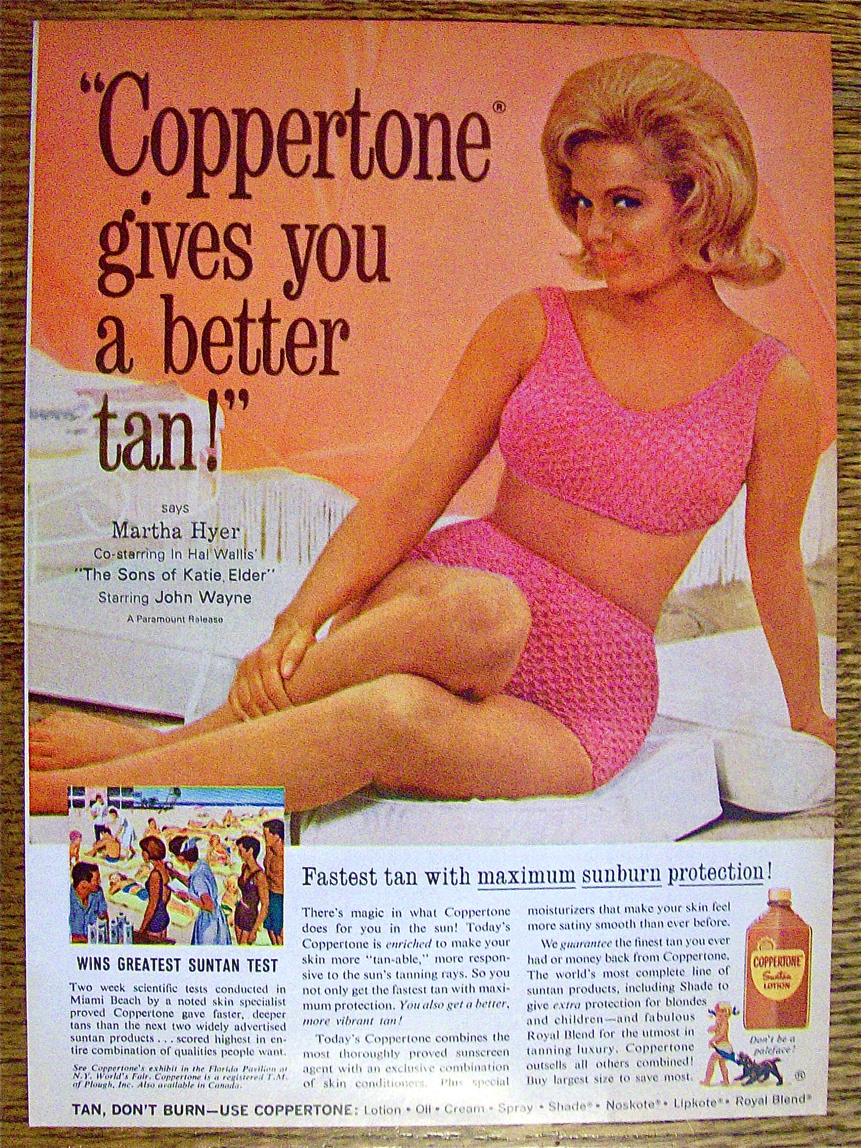 1965 Coppertone with Martha Hyer