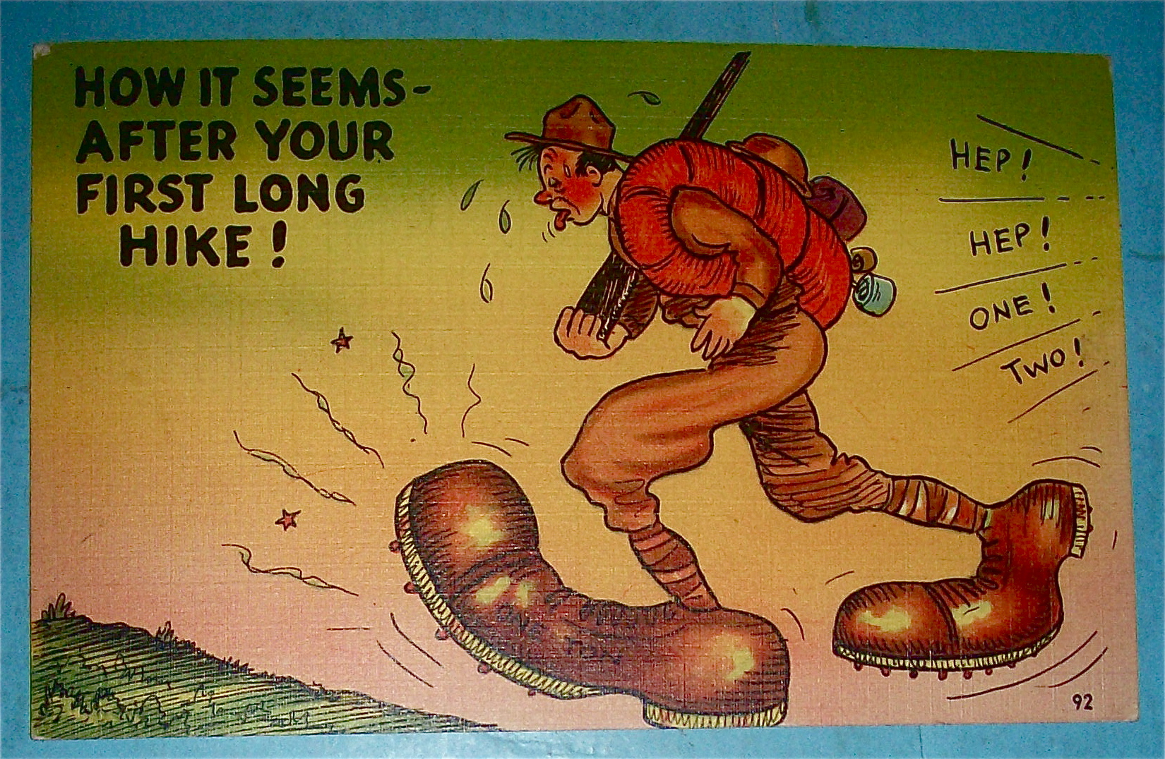 Military Man with One Ton Shoes Postcard