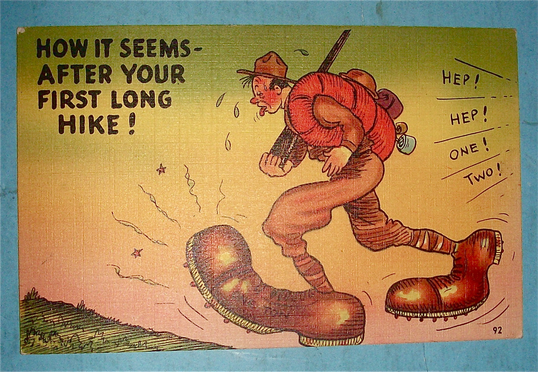Military Man with One Ton Shoes Postcard