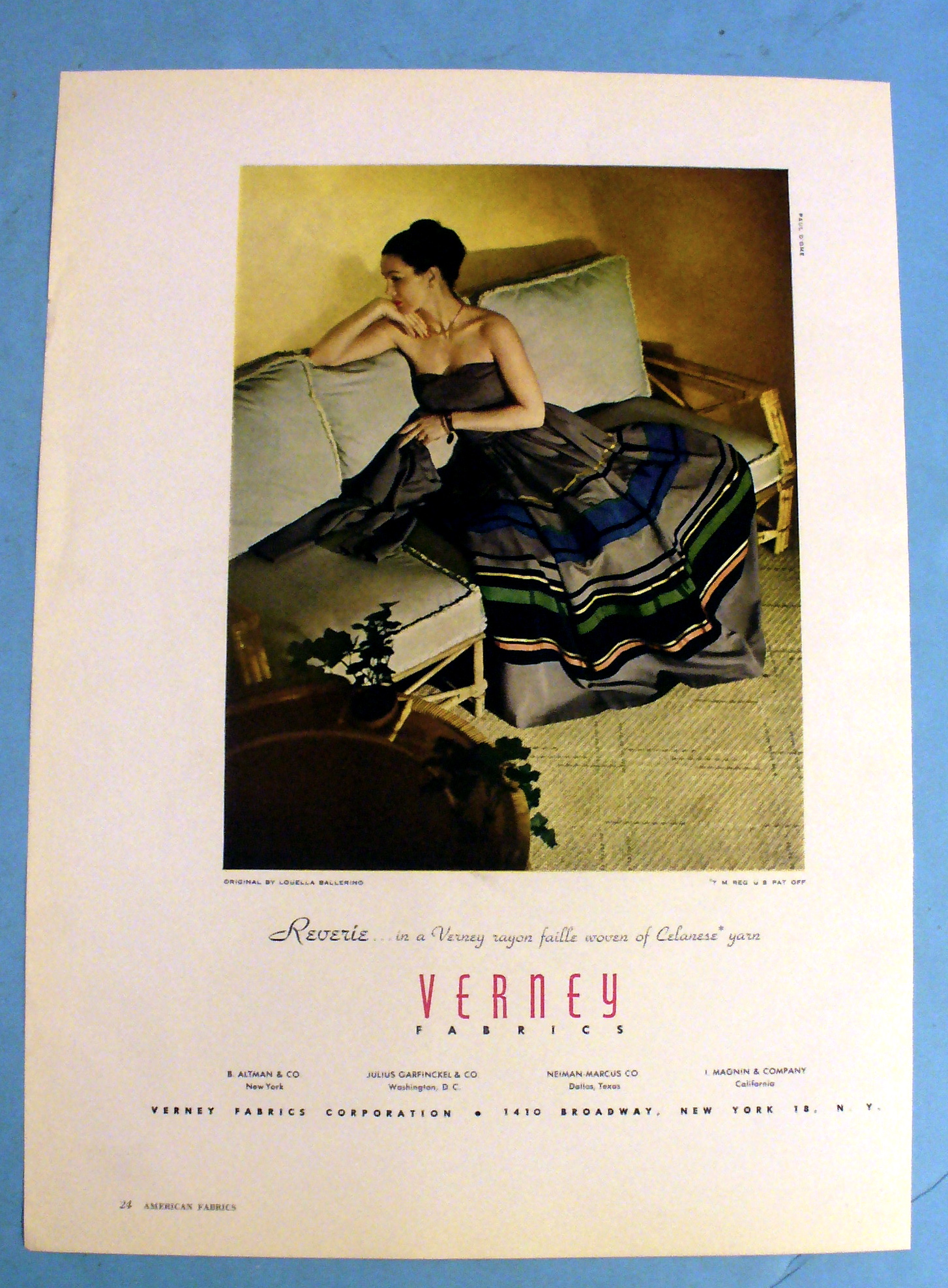 1947 Verney Fabrics with Woman in Reverie