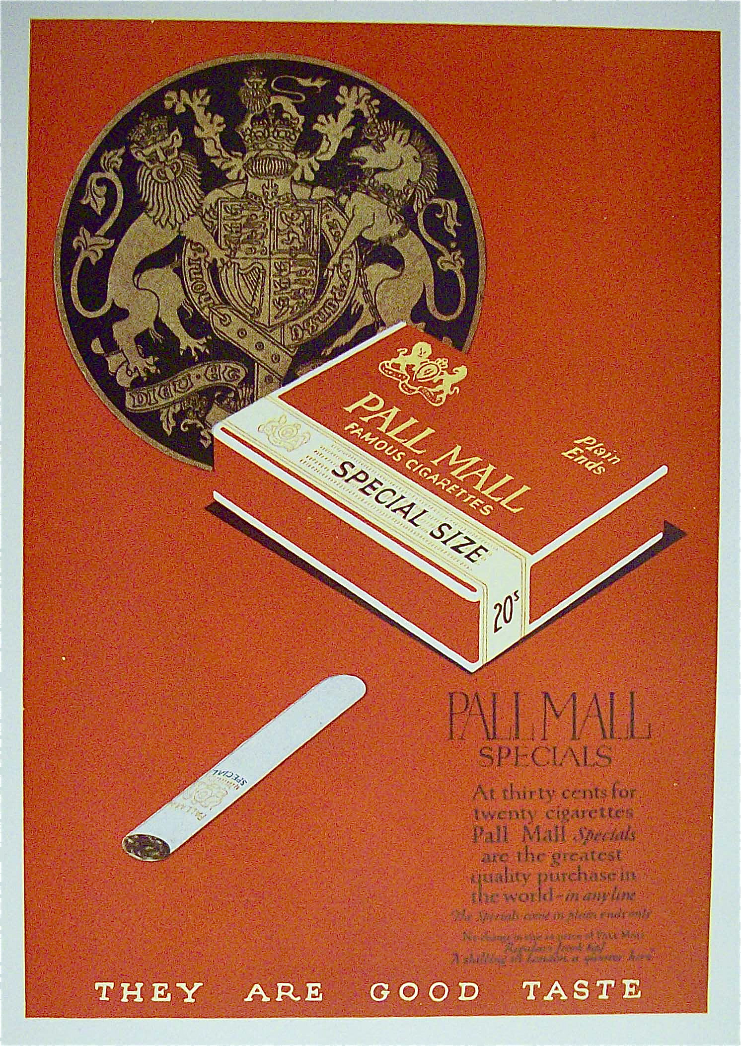 1924 Pall Mall Cigarettes with Pack Of Cigarettes