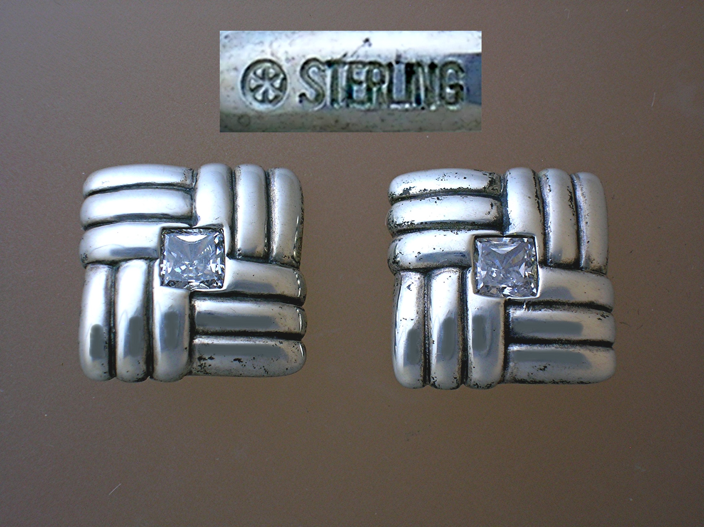 Earrings Sterling Silver KABANA CZ Clips