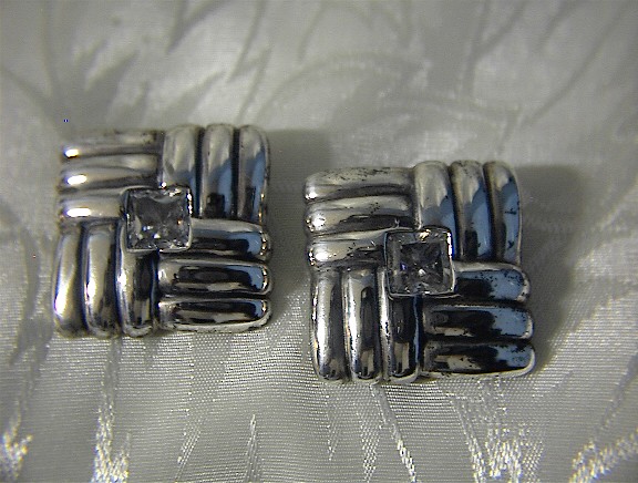 Earrings Sterling Silver KABANA CZ Clips