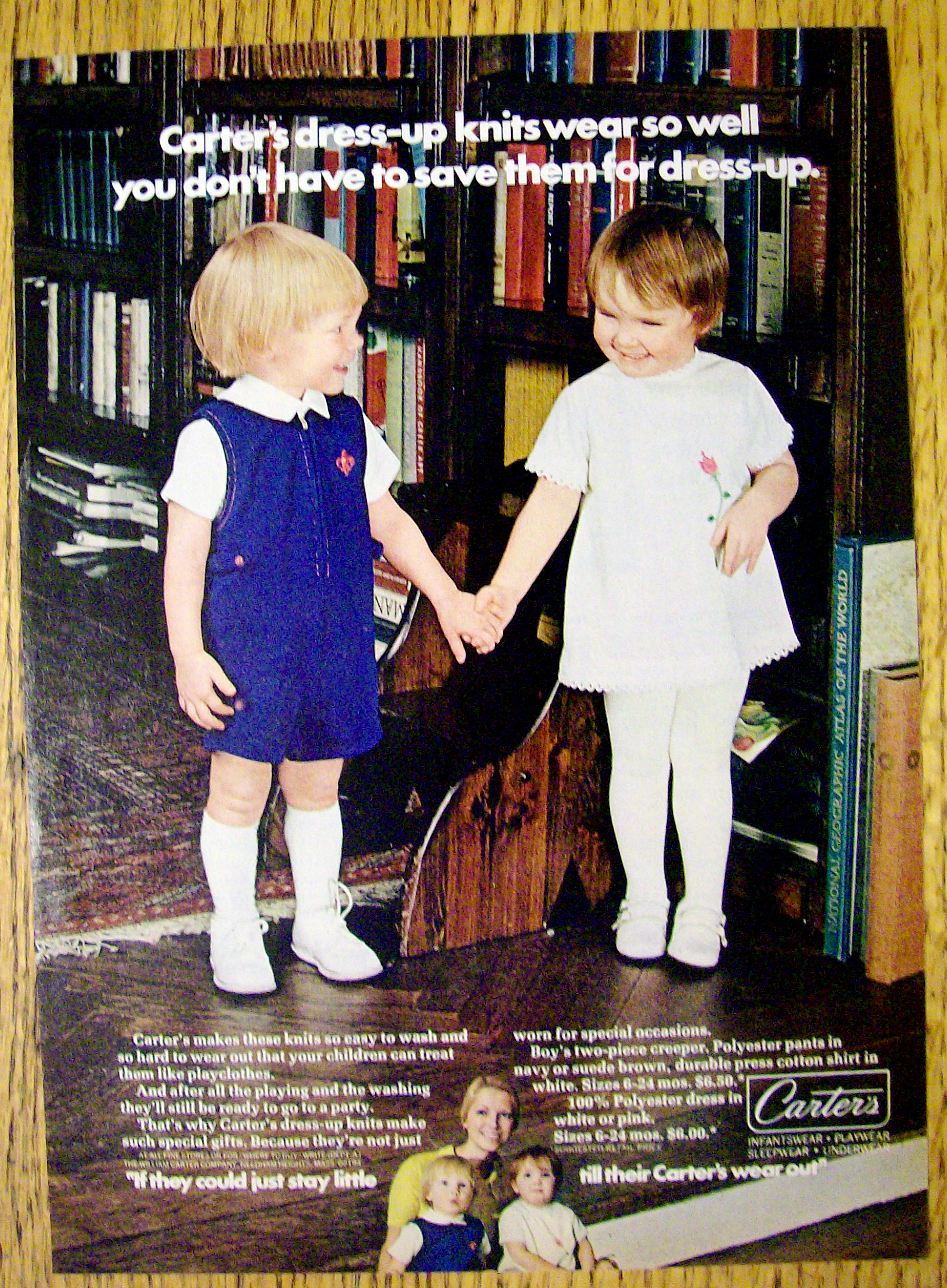 1972 Carter Dress Up Knits w/ 2 Children Holding Hands
