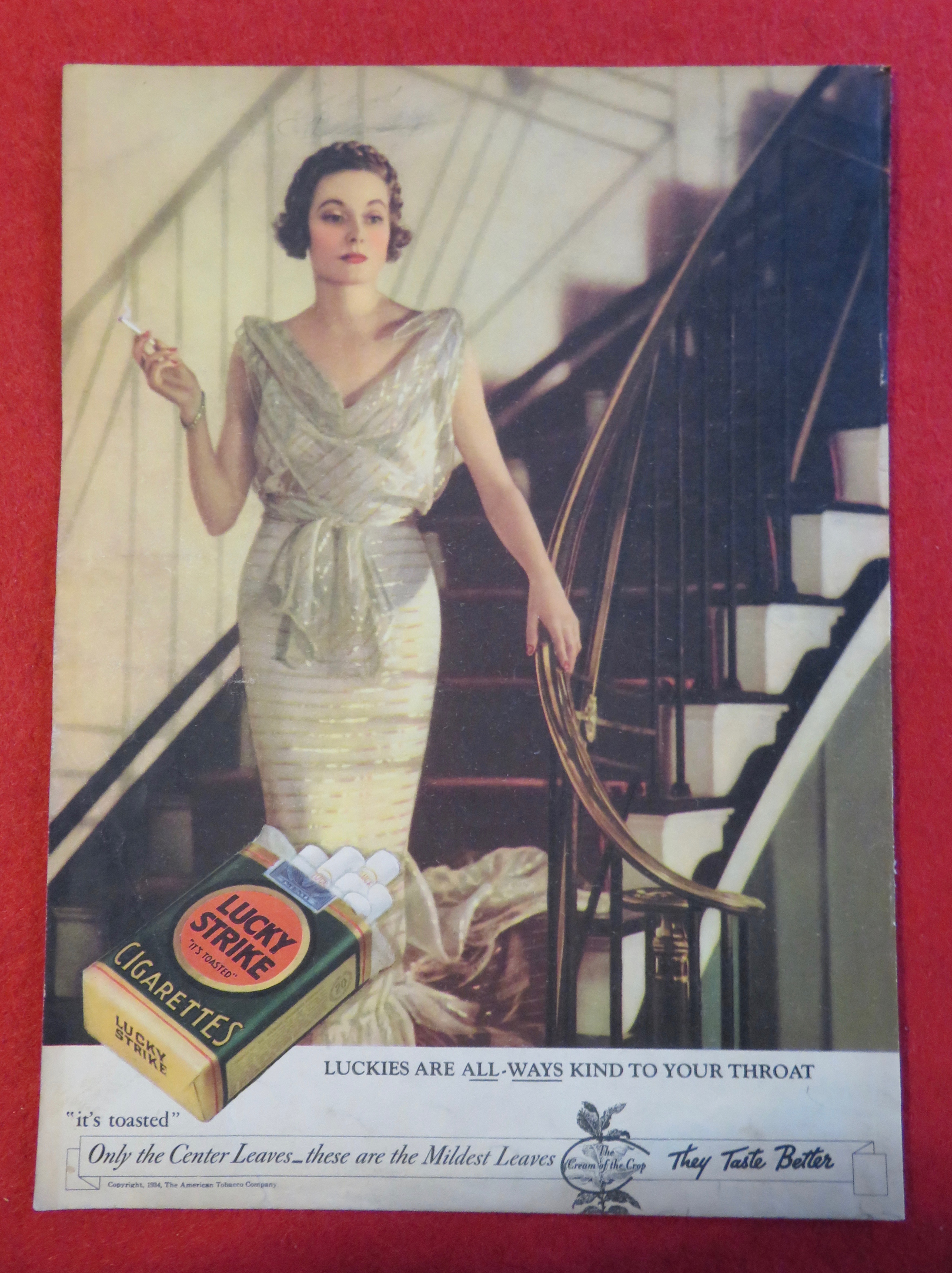 1934 Lucky Strike Cigarettes with Lovely Woman Smoking