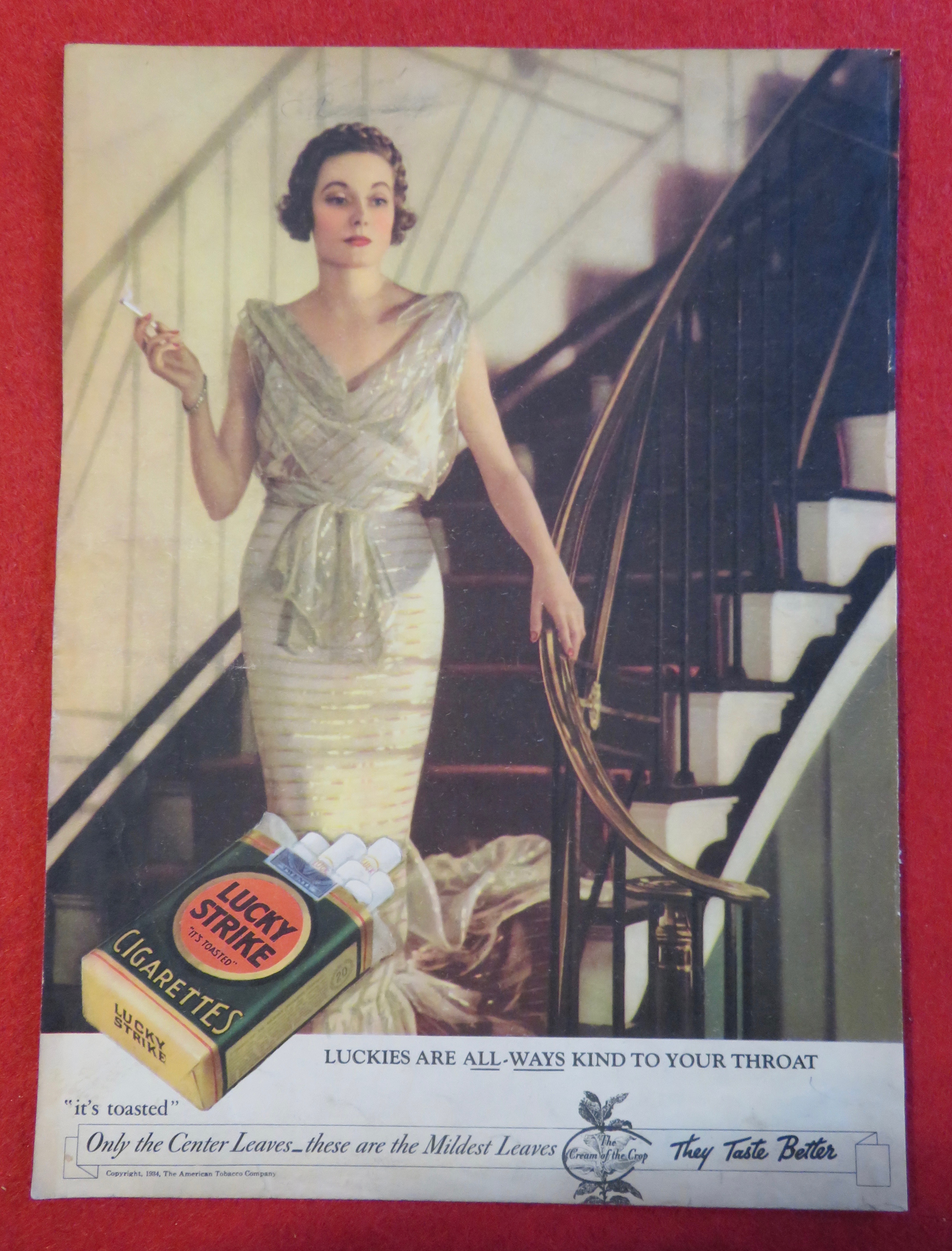 1934 Lucky Strike Cigarettes with Lovely Woman Smoking