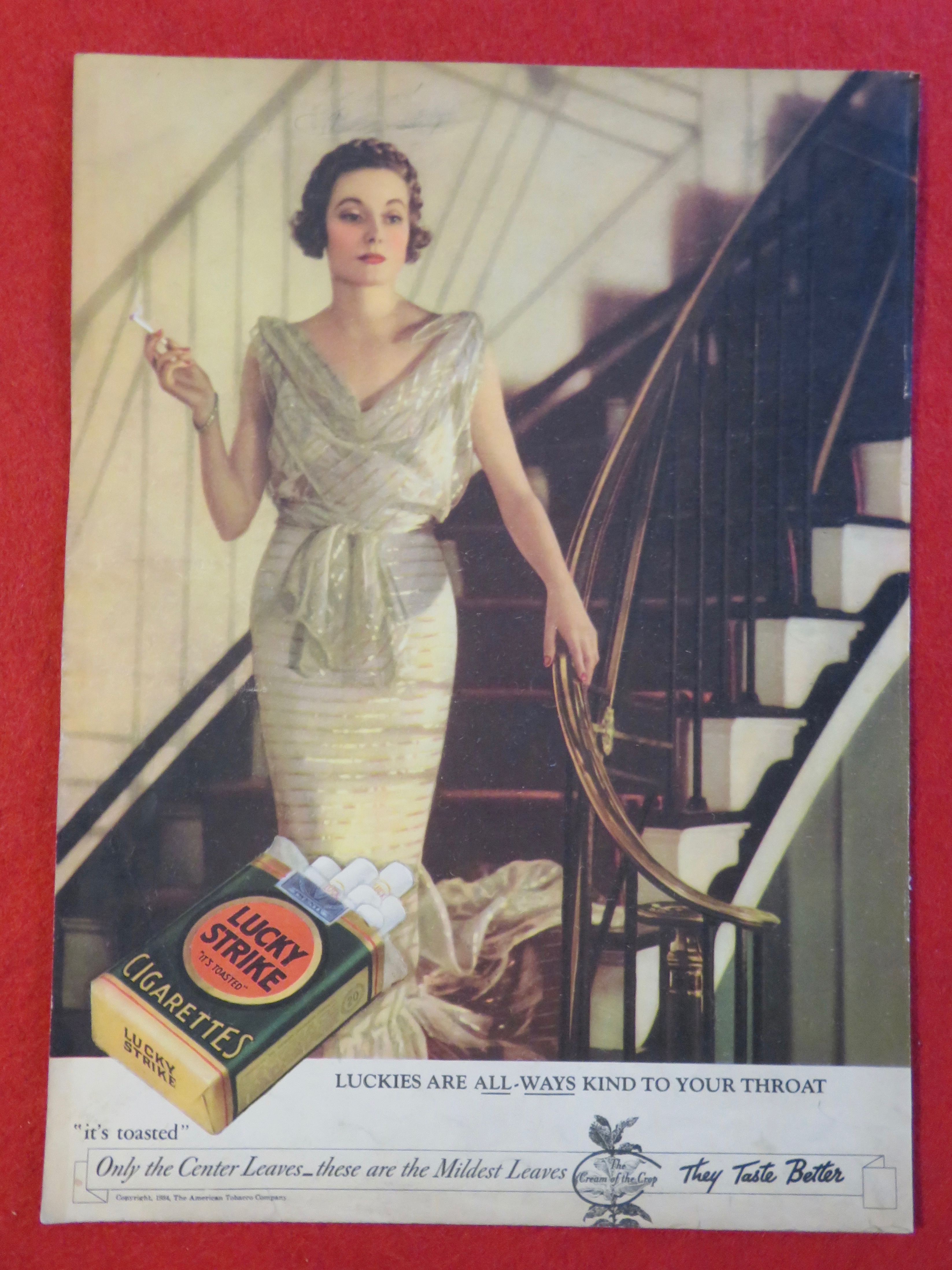 1934 Lucky Strike Cigarettes with Lovely Woman Smoking
