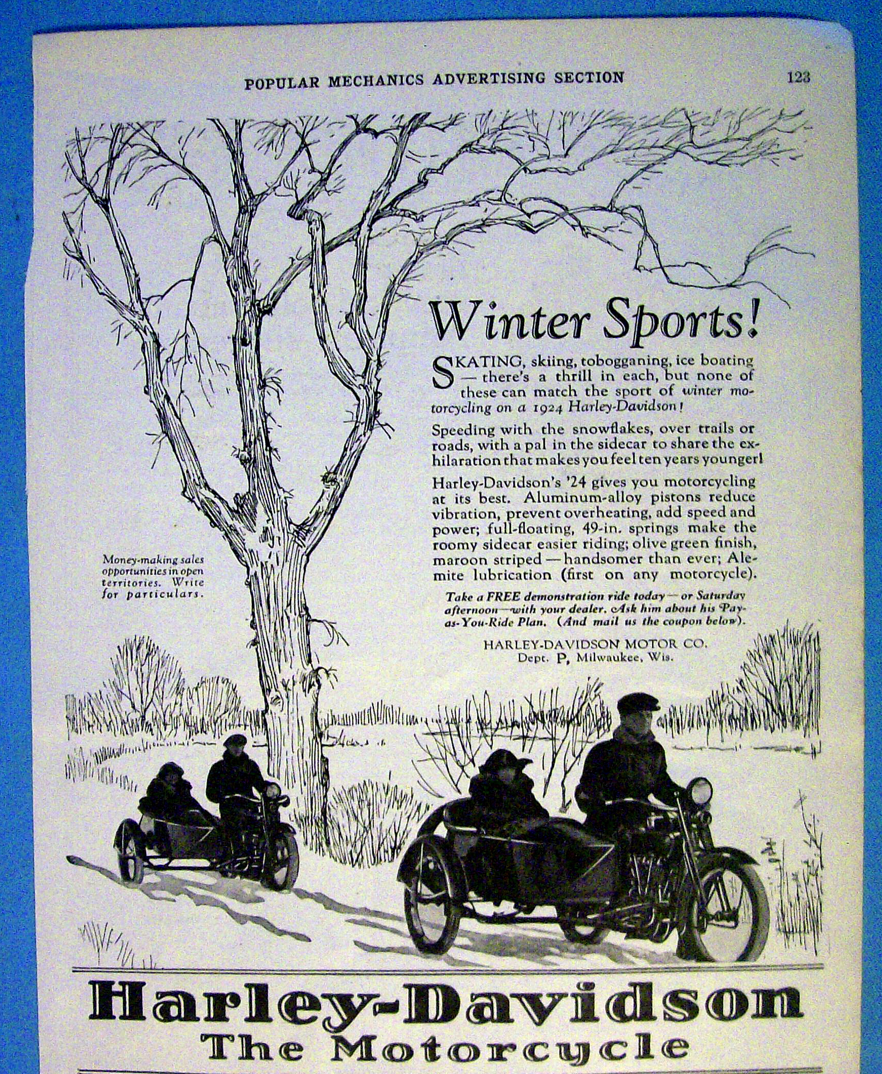 1924 Harley Davidson with Couples In Motorcycles