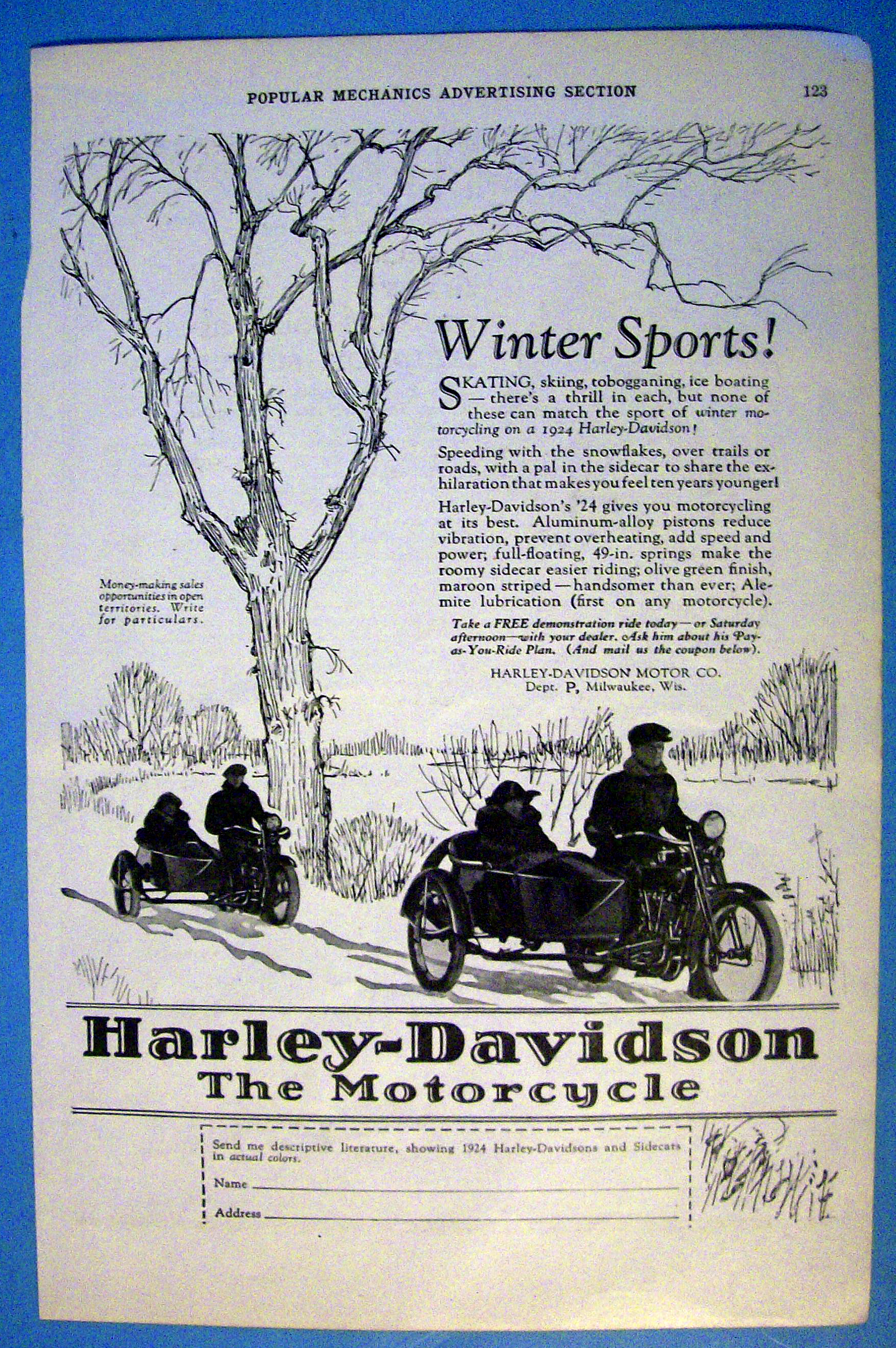 1924 Harley Davidson with Couples In Motorcycles