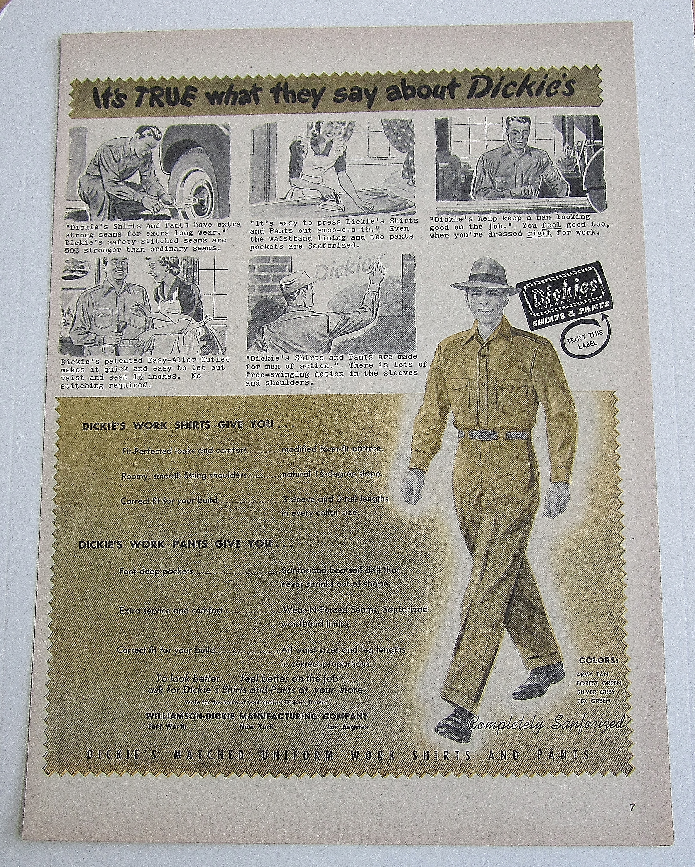 1950 Dickies With Different Uses For Shirts & Pants