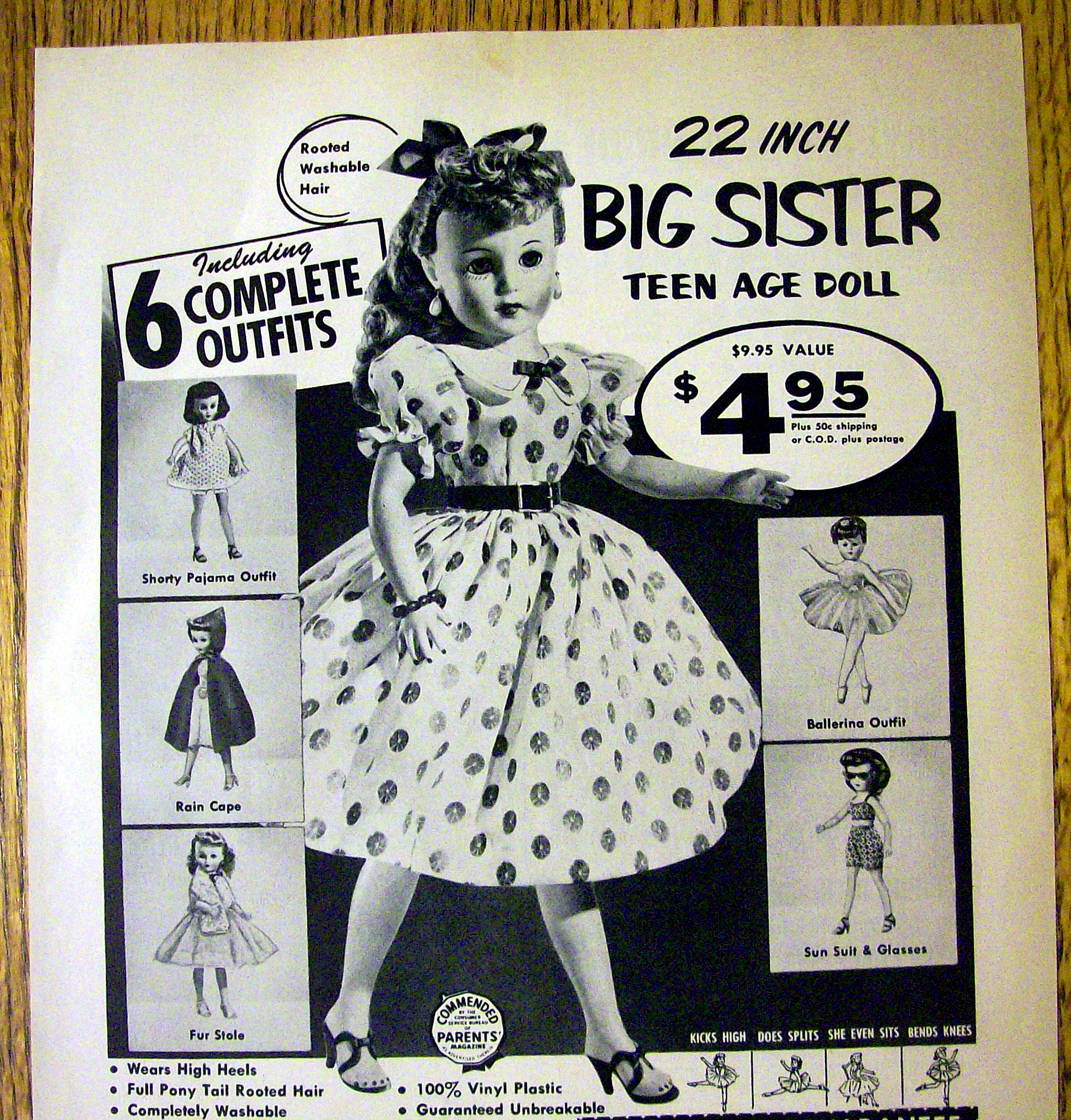 1957 Niresk Big Sister Teen Age Doll w/Different Outfit