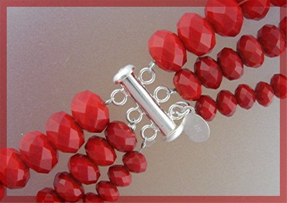 Donna Dressler Sterling Silver Red Crystal Necklace