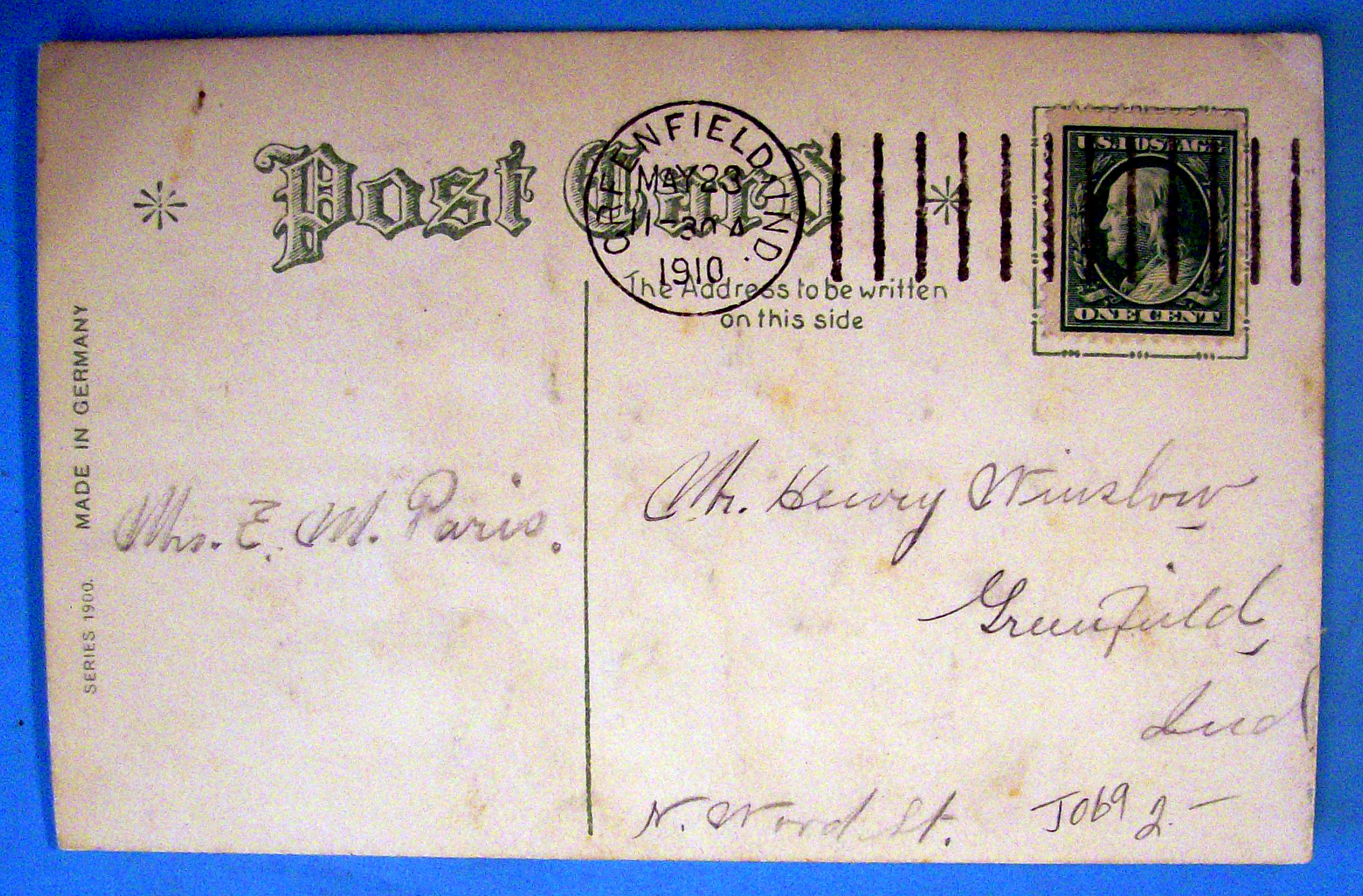 Birthday Greetings Postcard with Basket Of Flowers