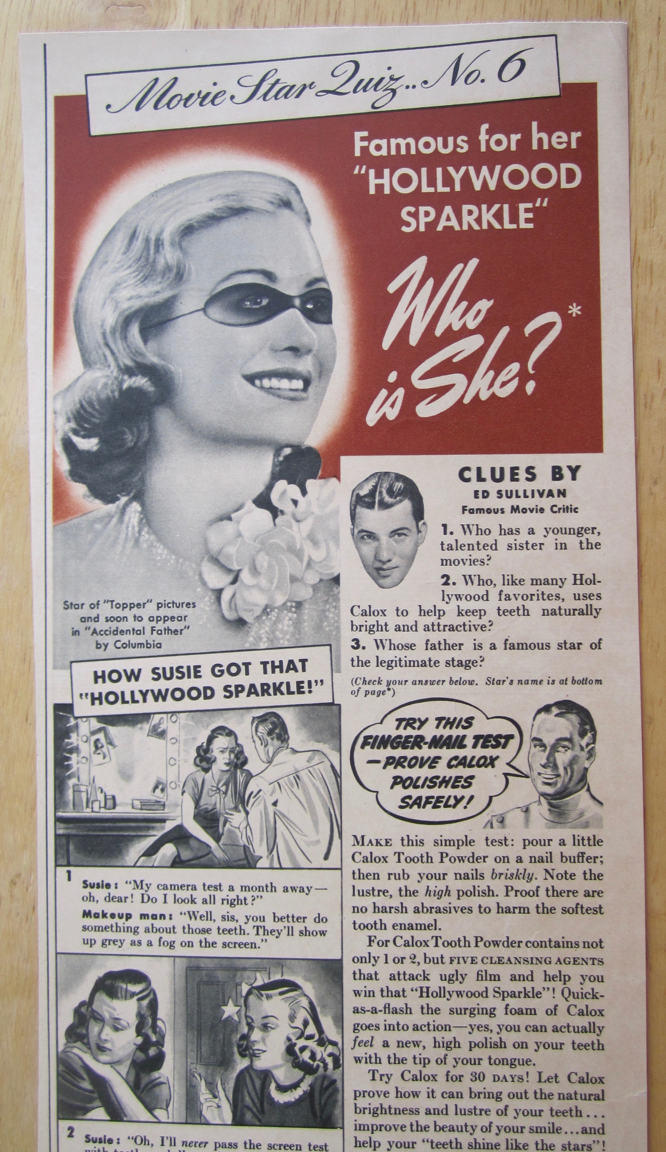 1940 Calox Tooth Powder with Constance Bennett